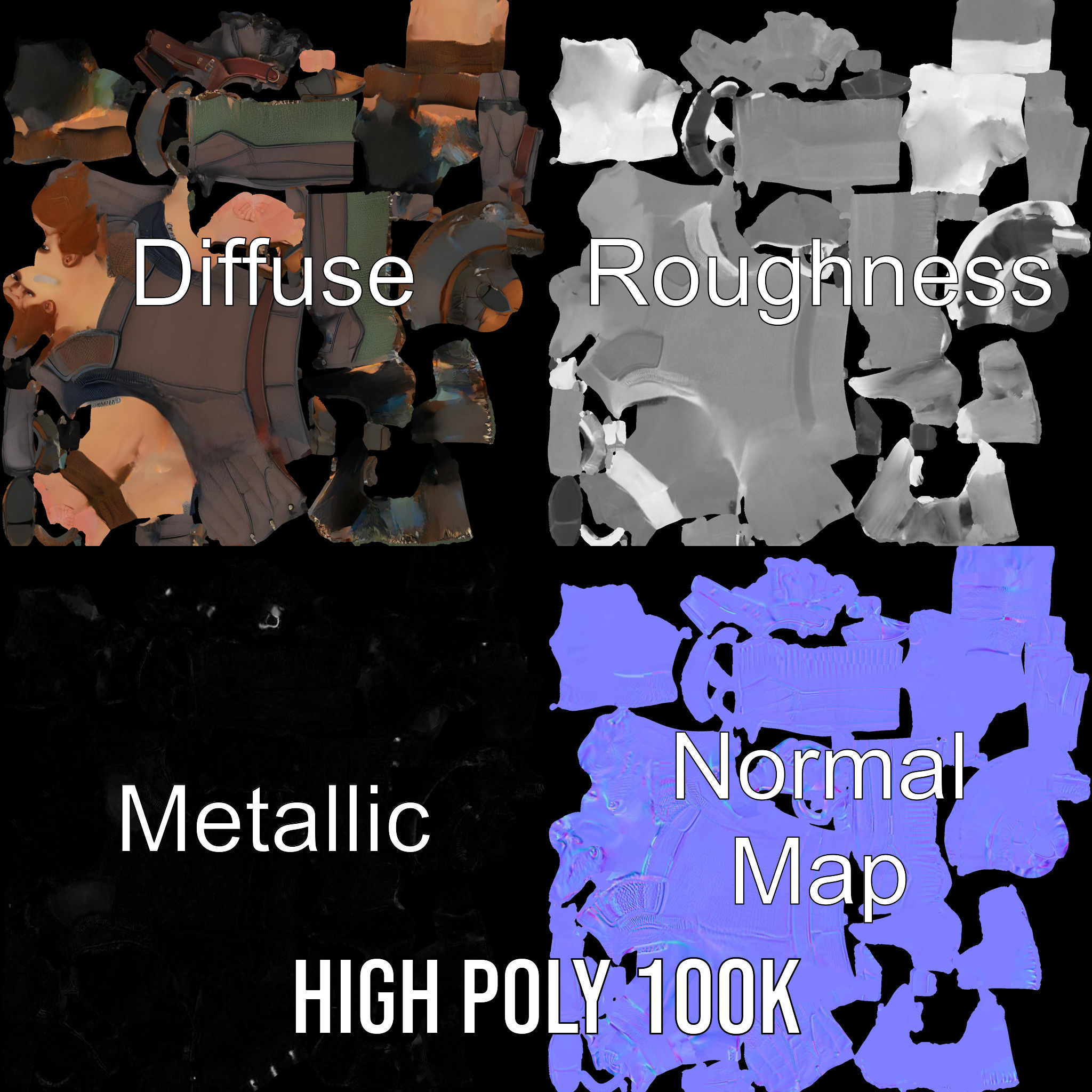 Viking Warrior Character Model Rigged and Animated Low-poly 3D model_4