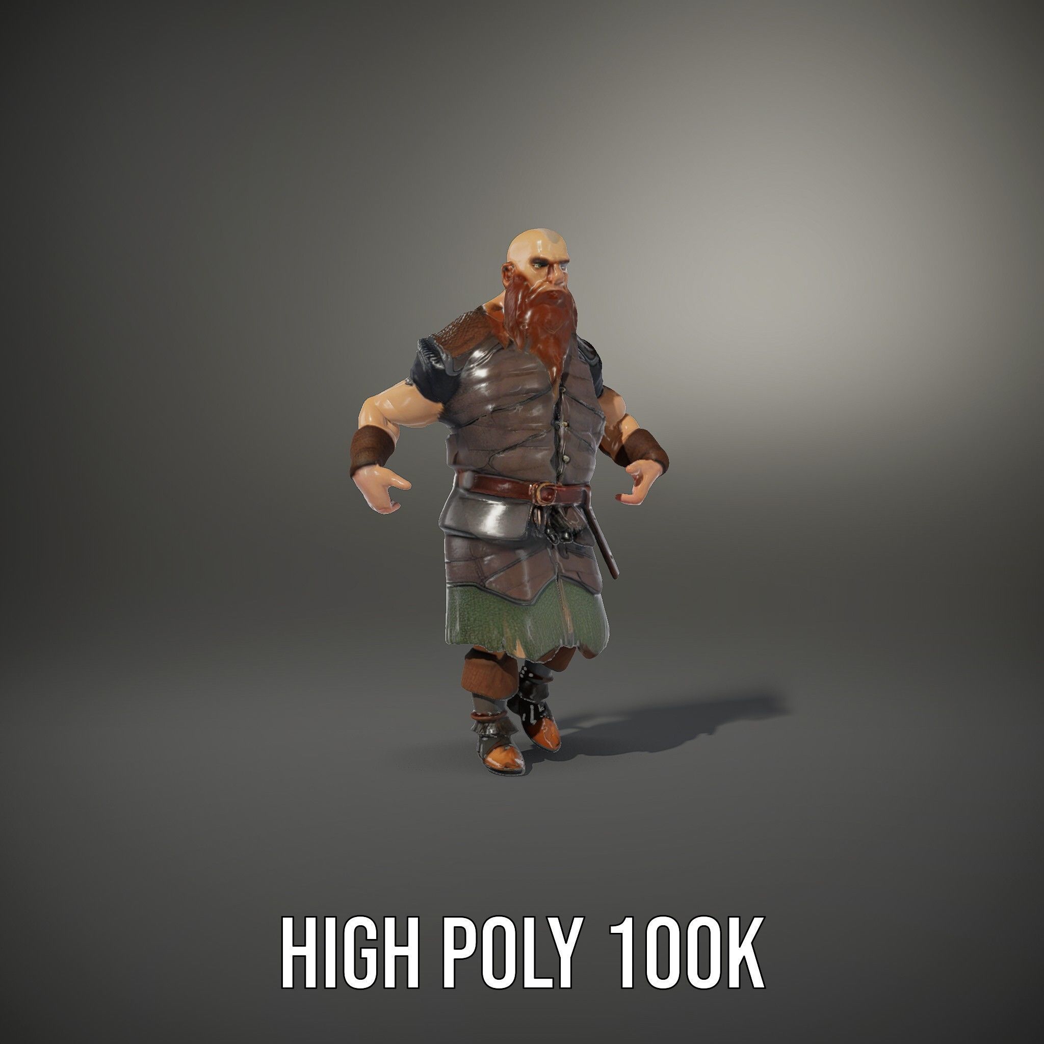 Viking Warrior Character Model Rigged and Animated Low-poly 3D model_37
