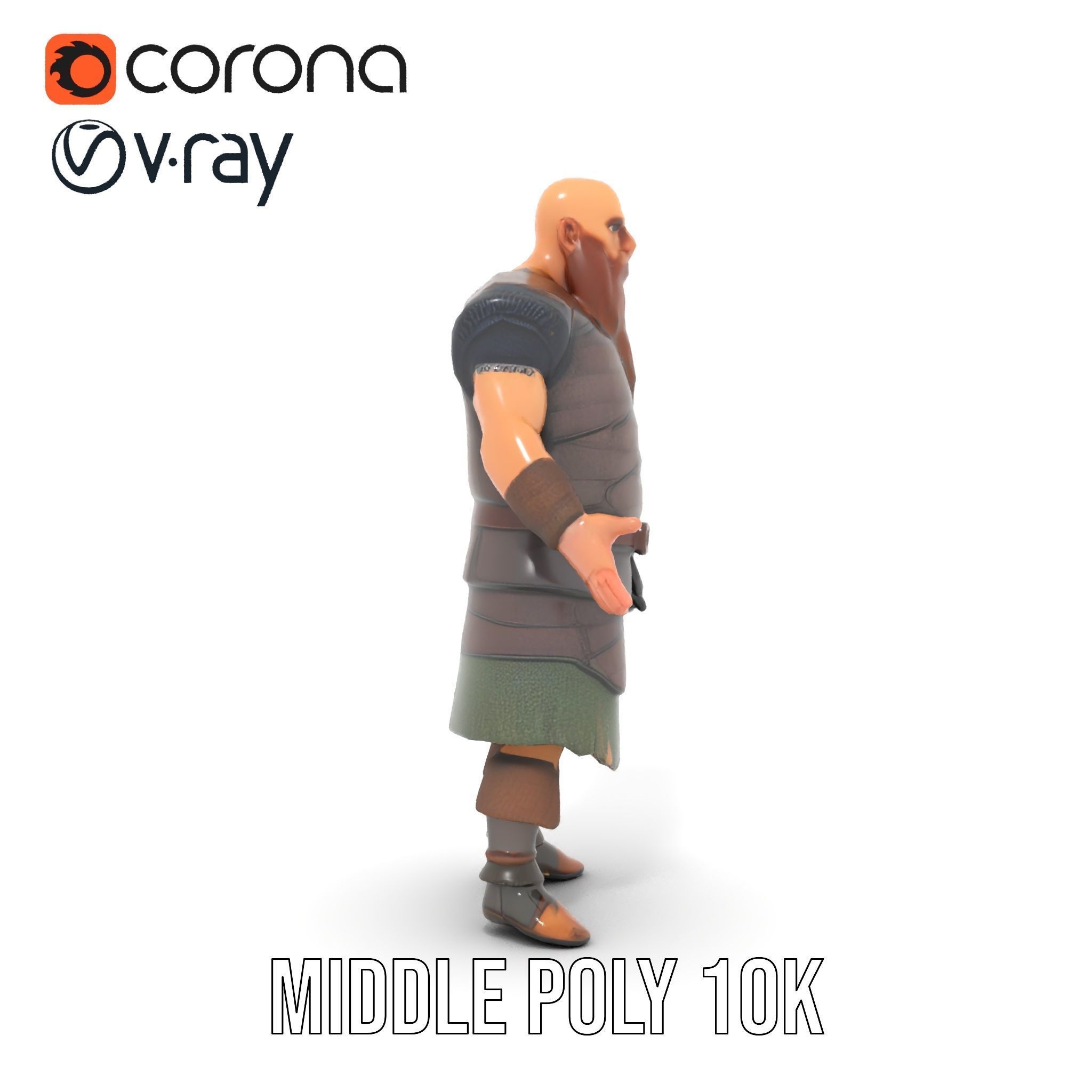 Viking Warrior Character Model Rigged and Animated Low-poly 3D model_17