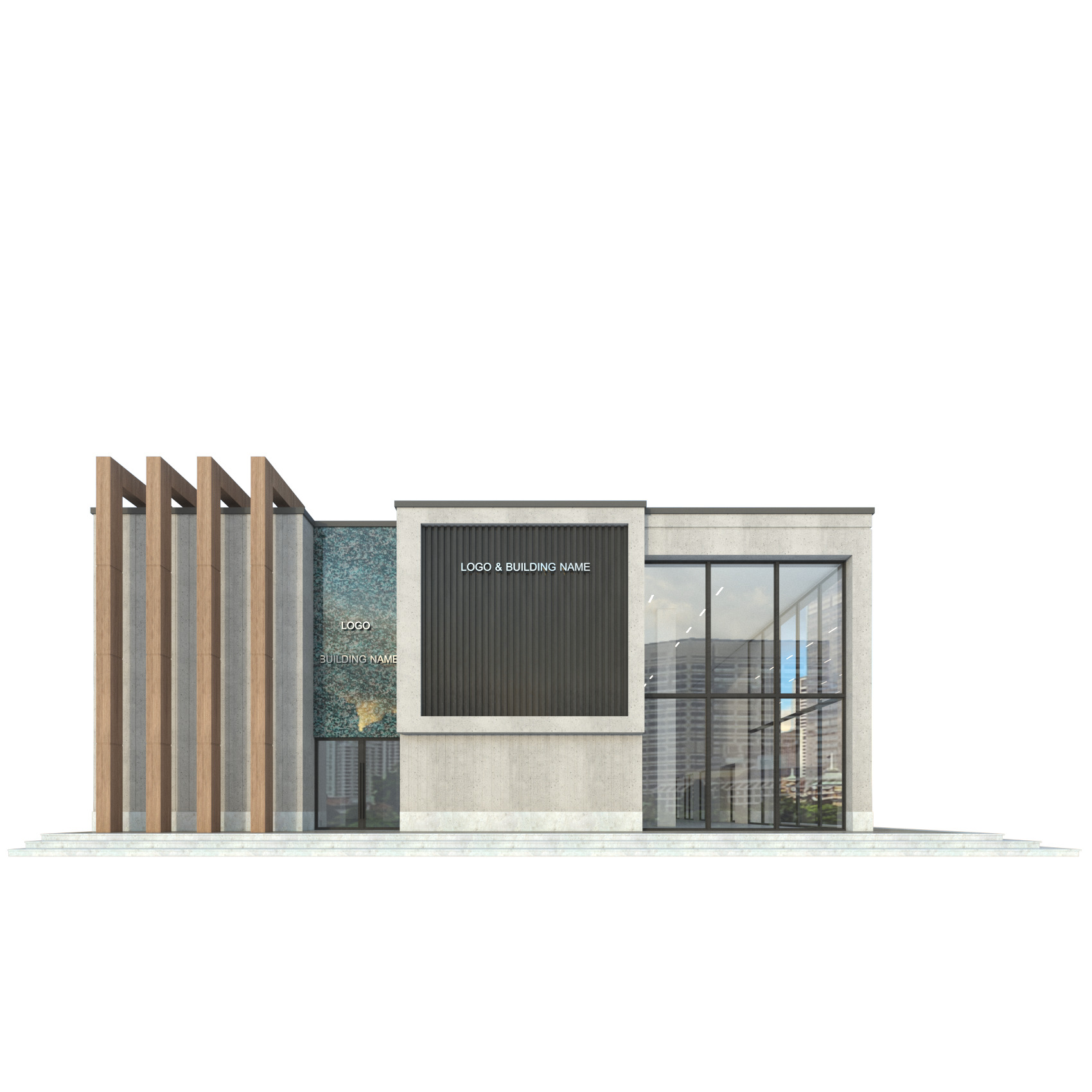 Modern Commercial Building No10 Low-poly 3D model_9