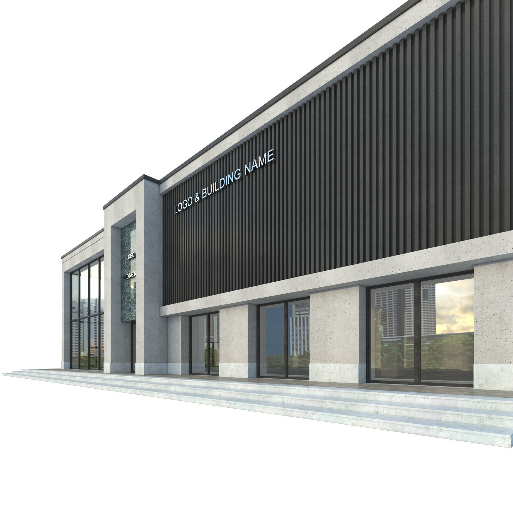 Modern Commercial Building No10 Low-poly 3D model_2