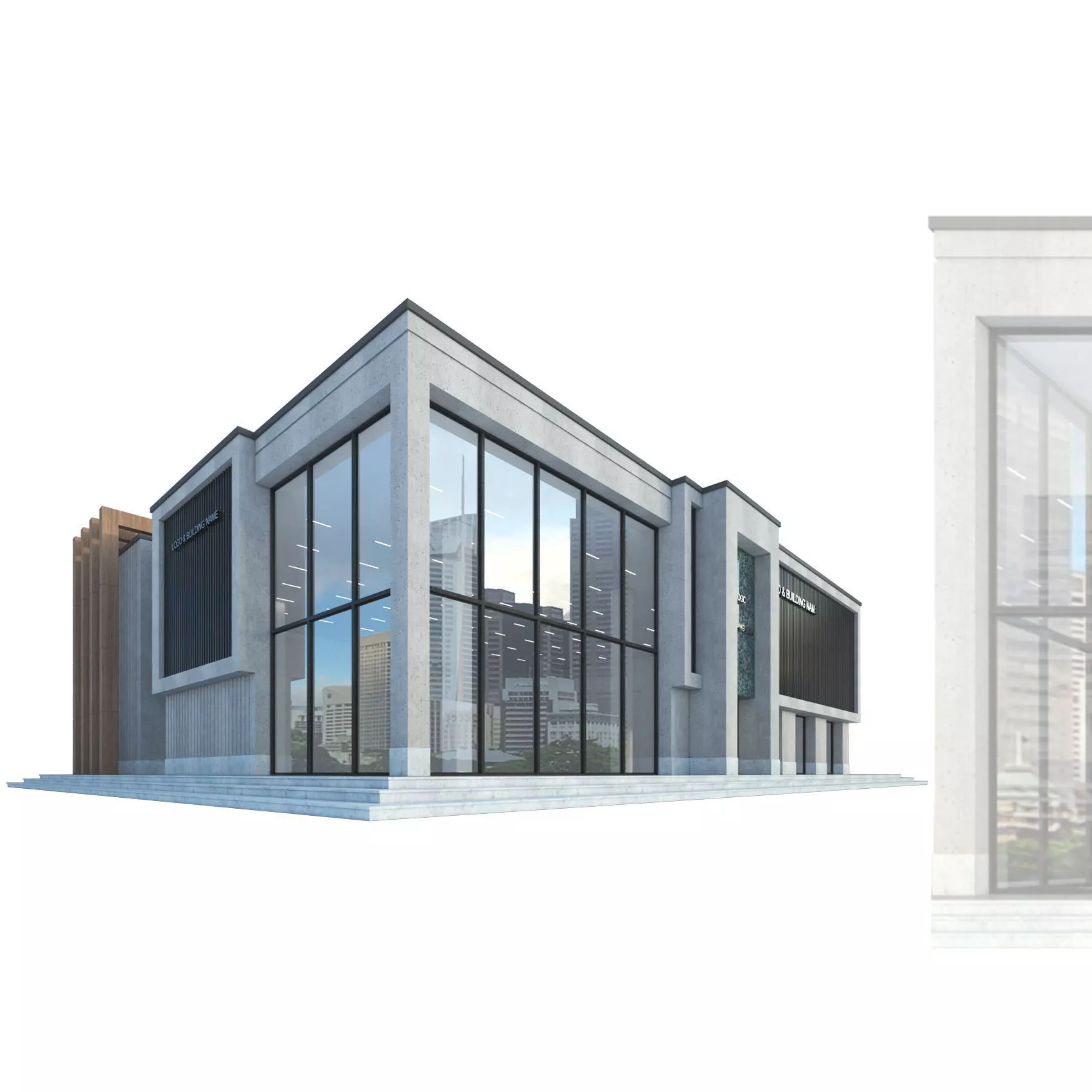 Modern Commercial Building No10 Low-poly 3D model_0