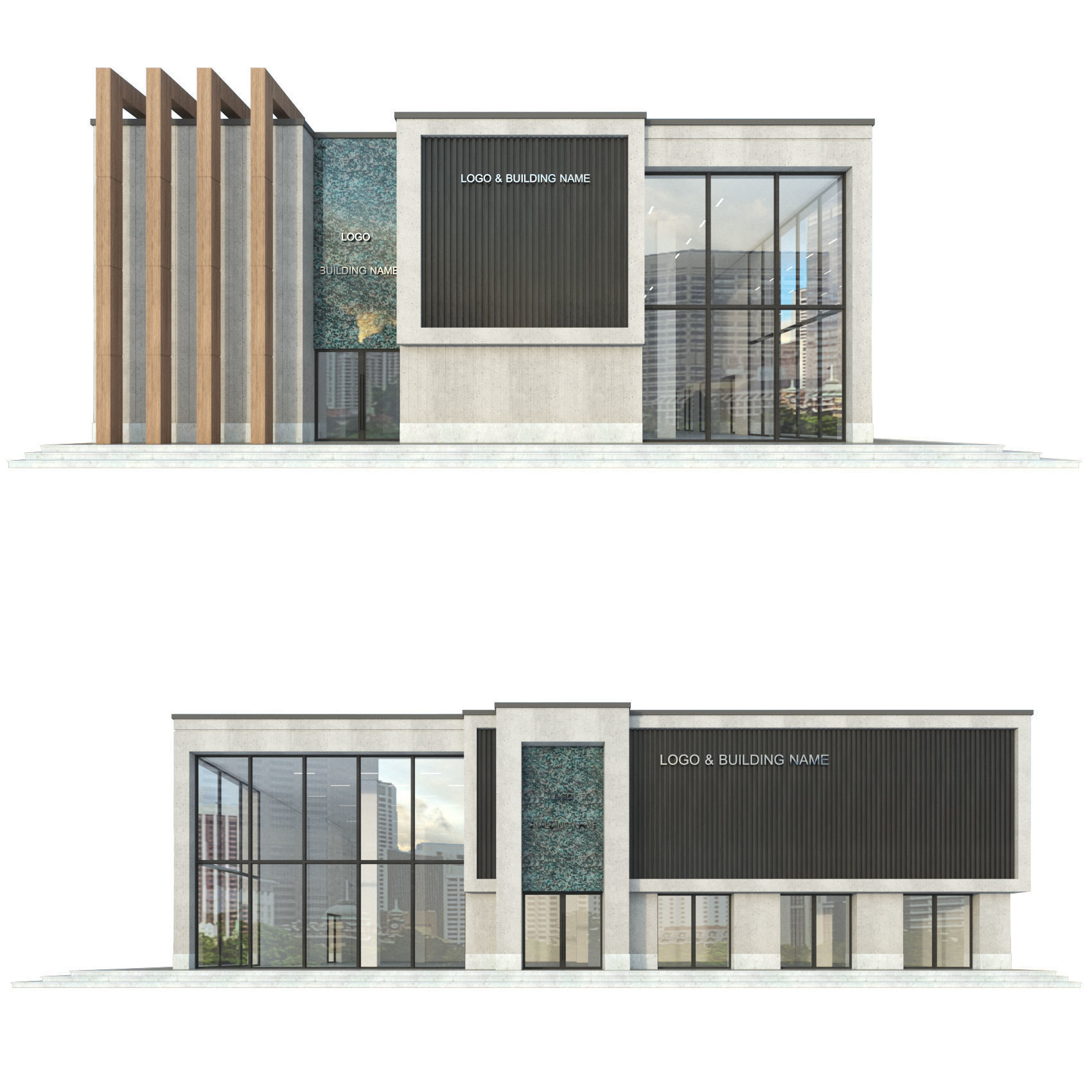 Modern Commercial Building No10 Low-poly 3D model_4