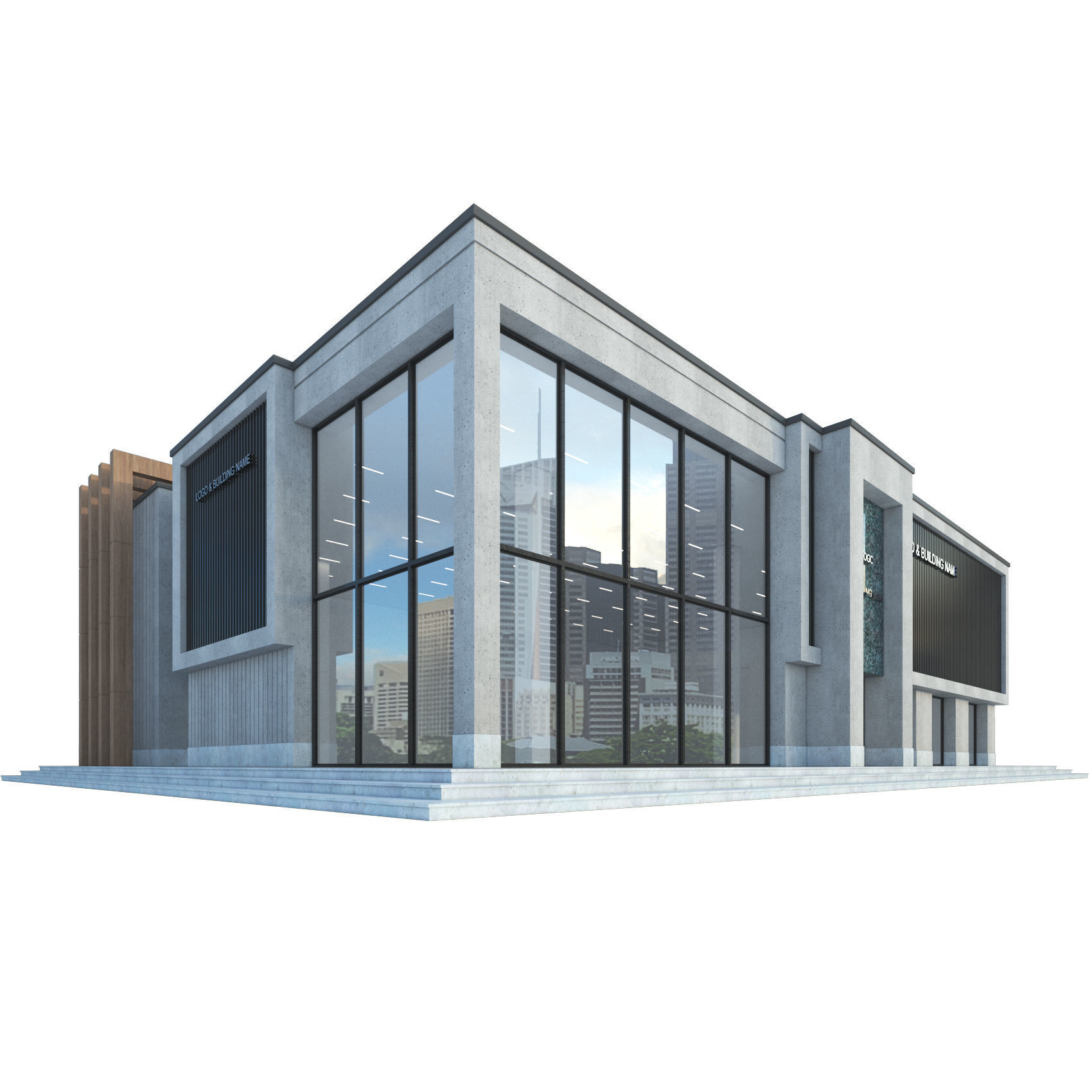 Modern Commercial Building No10 Low-poly 3D model_1