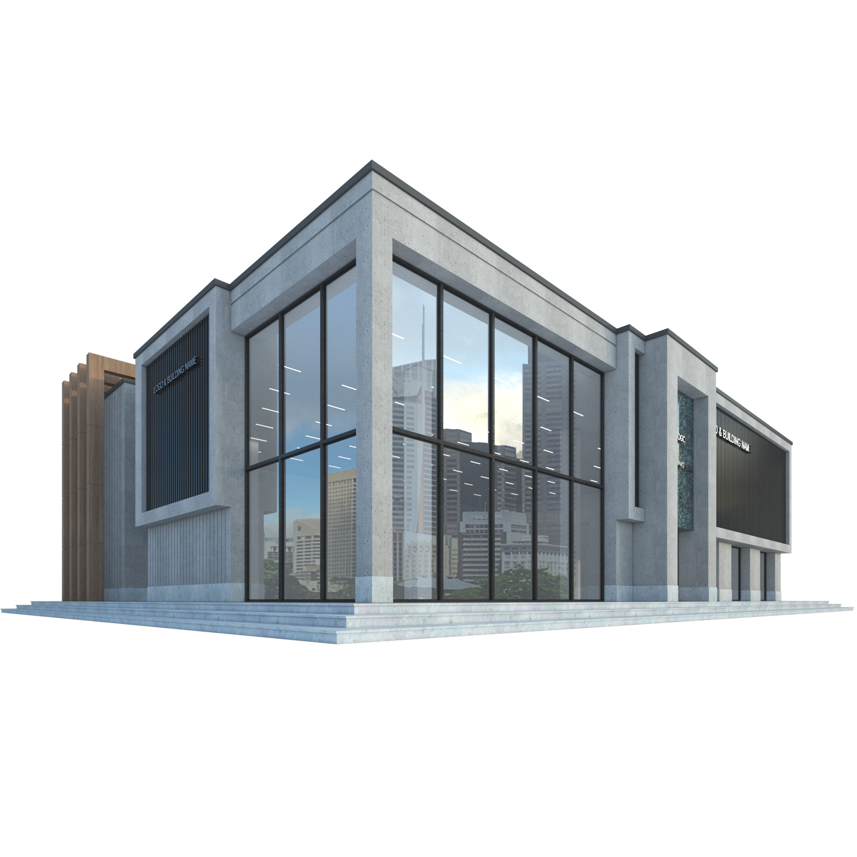 Modern Commercial Building No10 Low-poly 3D model_6