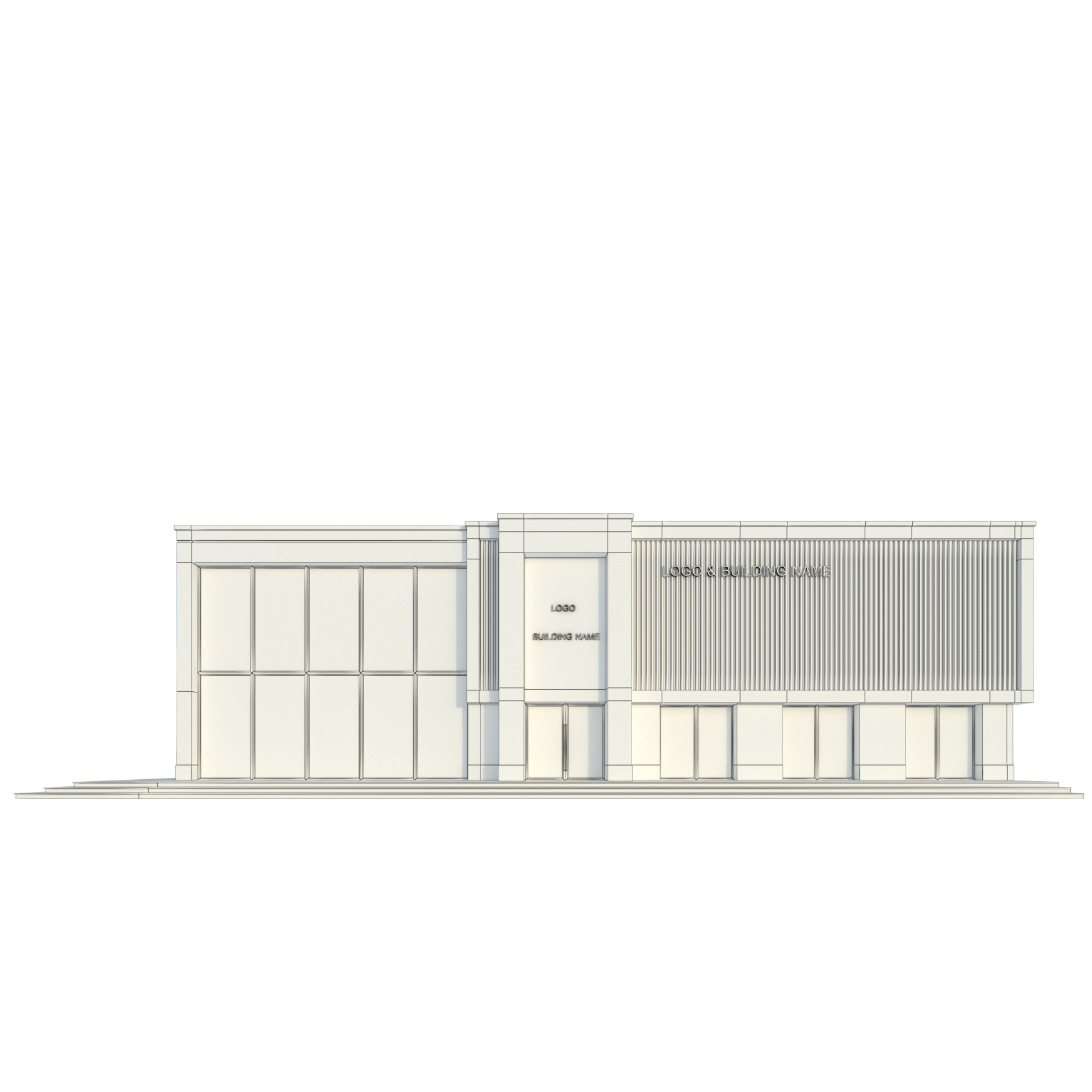 Modern Commercial Building No10 Low-poly 3D model_7