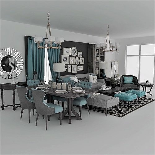 Living and Dining Room Set 3D model