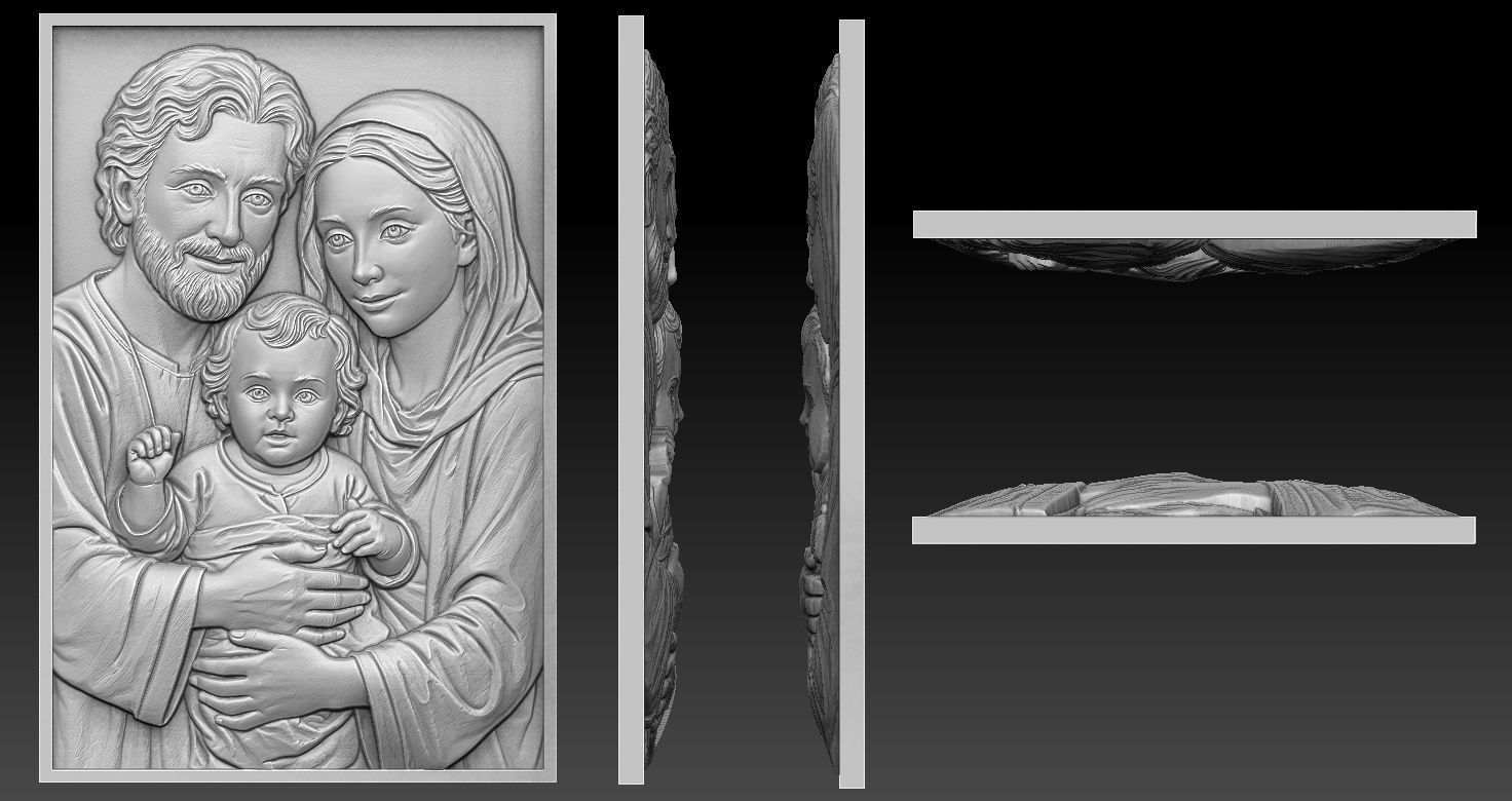Holy Family Relief 3D print model_2