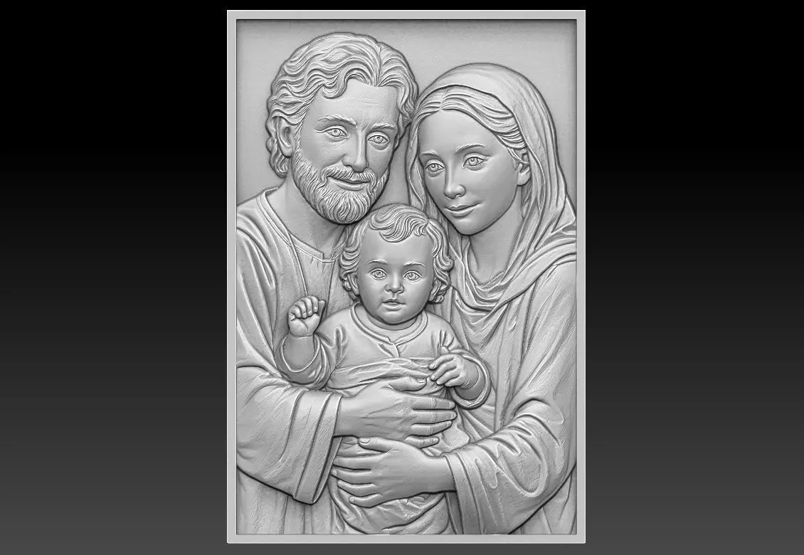 Holy Family Relief 3D print model_0