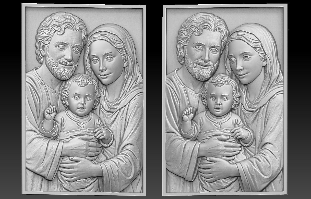 Holy Family Relief 3D print model_1