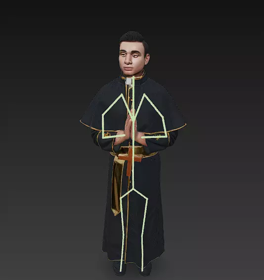 PRIEST IN BLACK AND GOLD RIGGED Low-poly 3D model_0