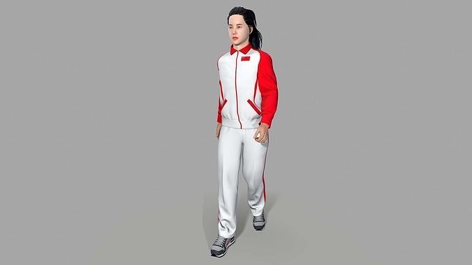 women sporter Low-poly 3D model