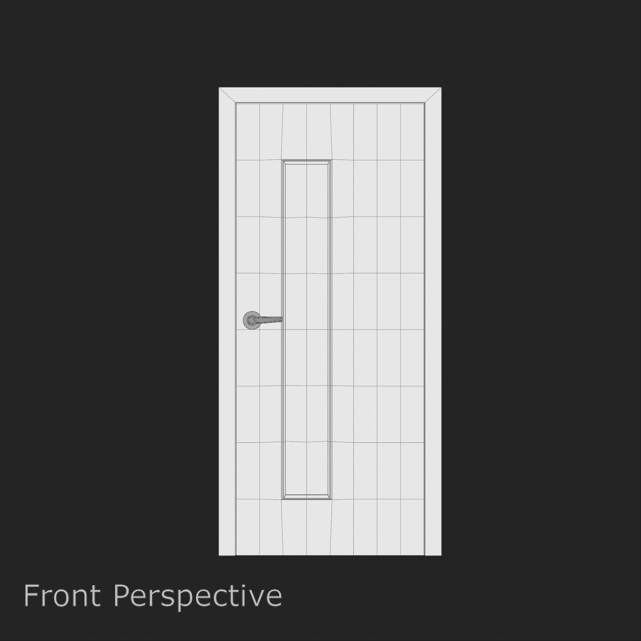 Vertical Glass Pane Wooden Door 3D model_9