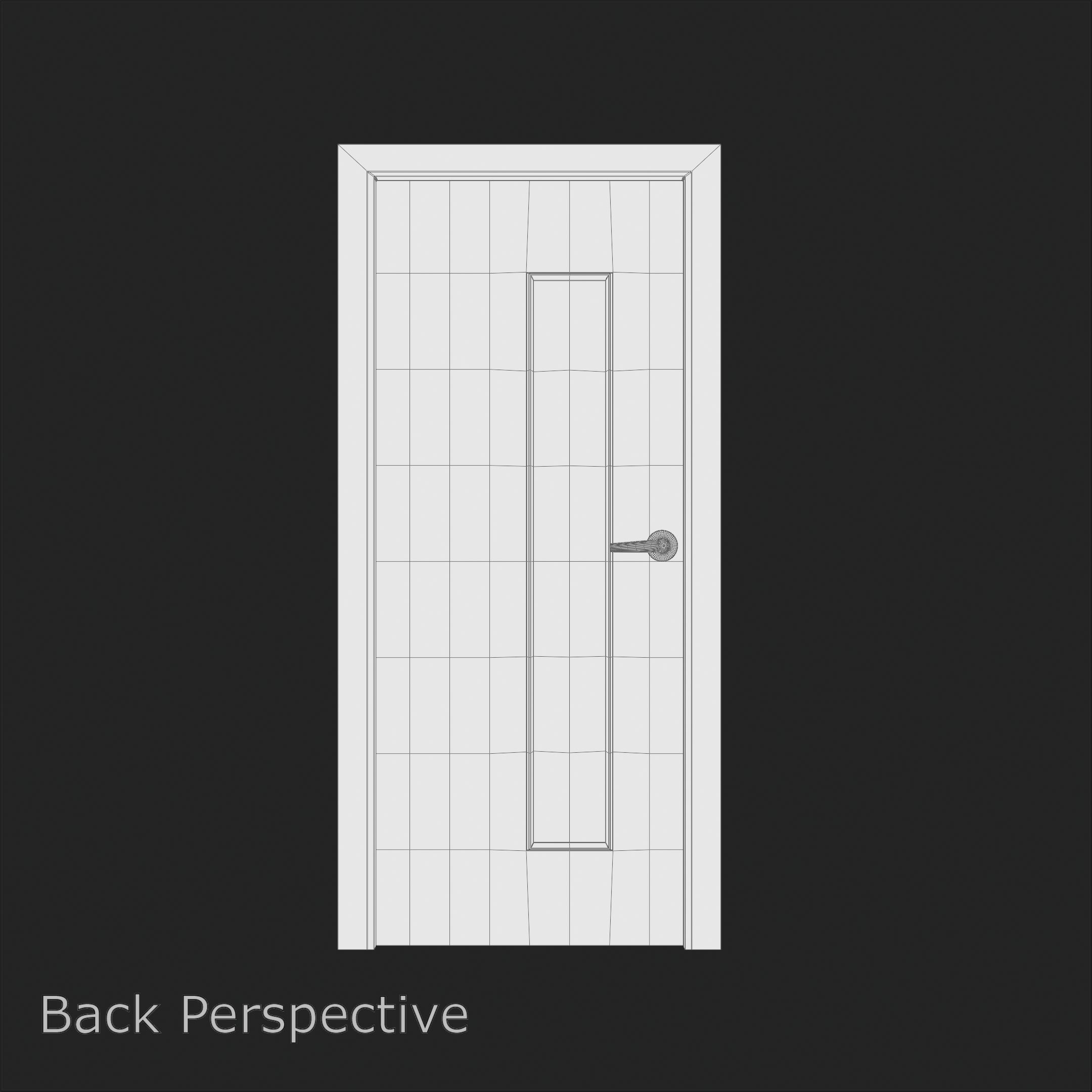 Vertical Glass Pane Wooden Door 3D model_10