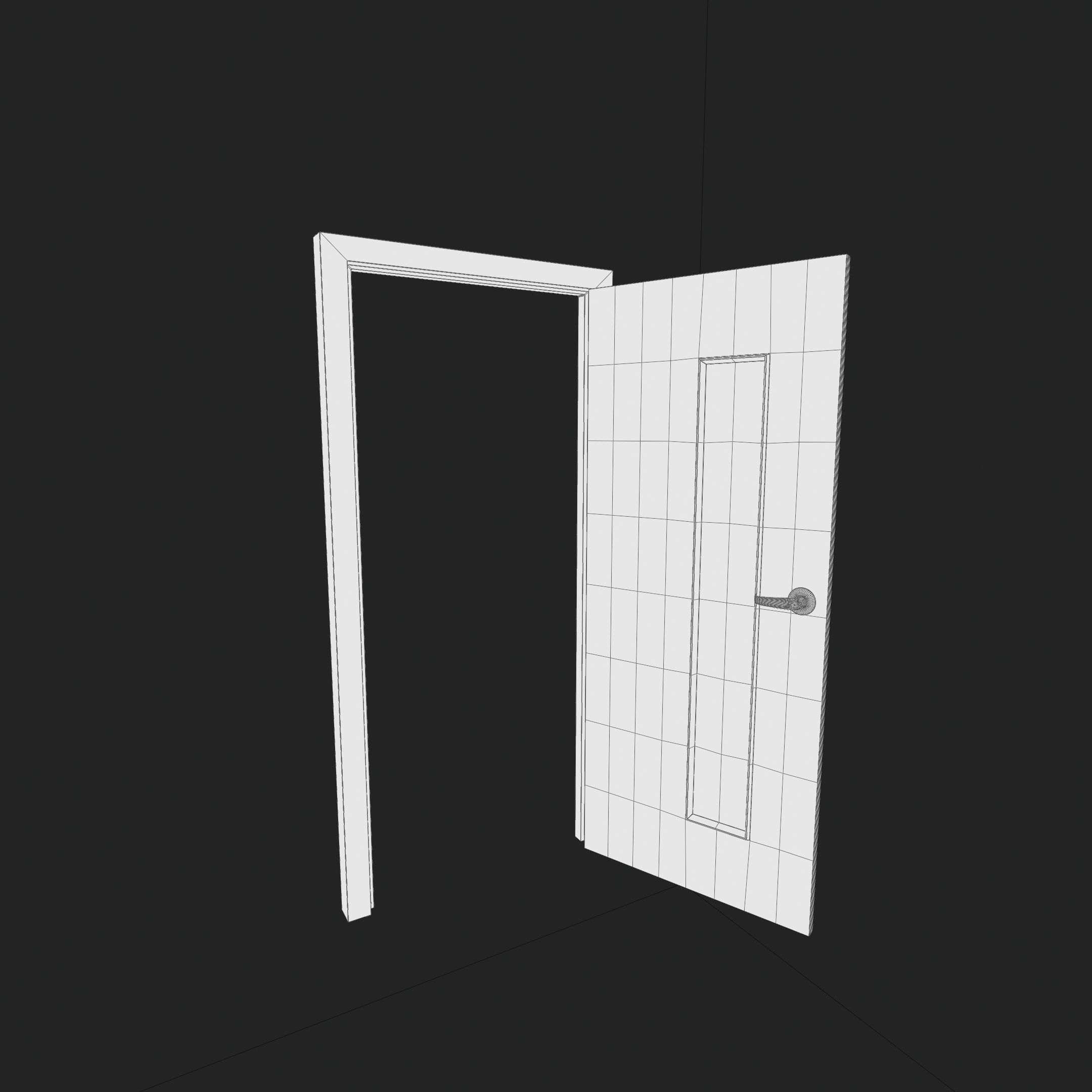 Vertical Glass Pane Wooden Door 3D model_8