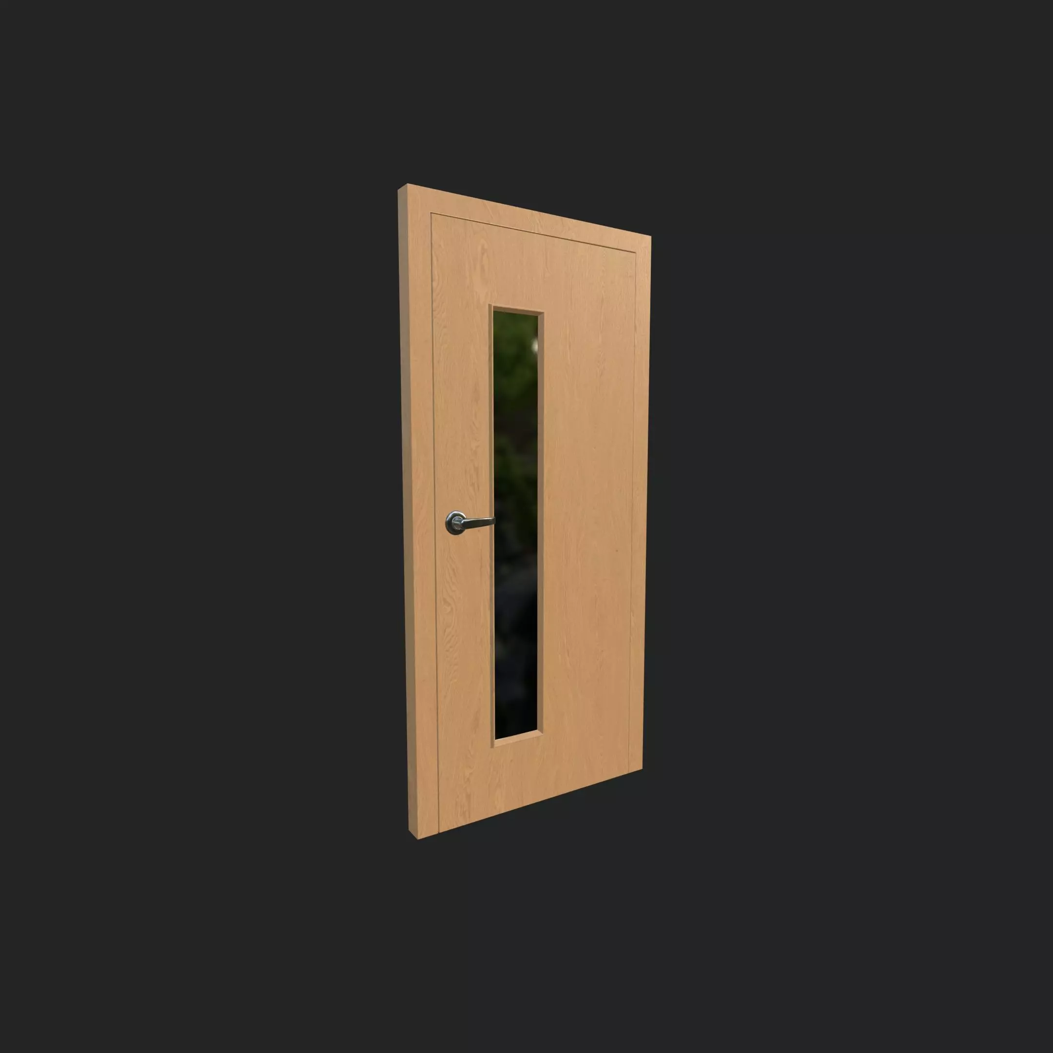 Vertical Glass Pane Wooden Door 3D model_0