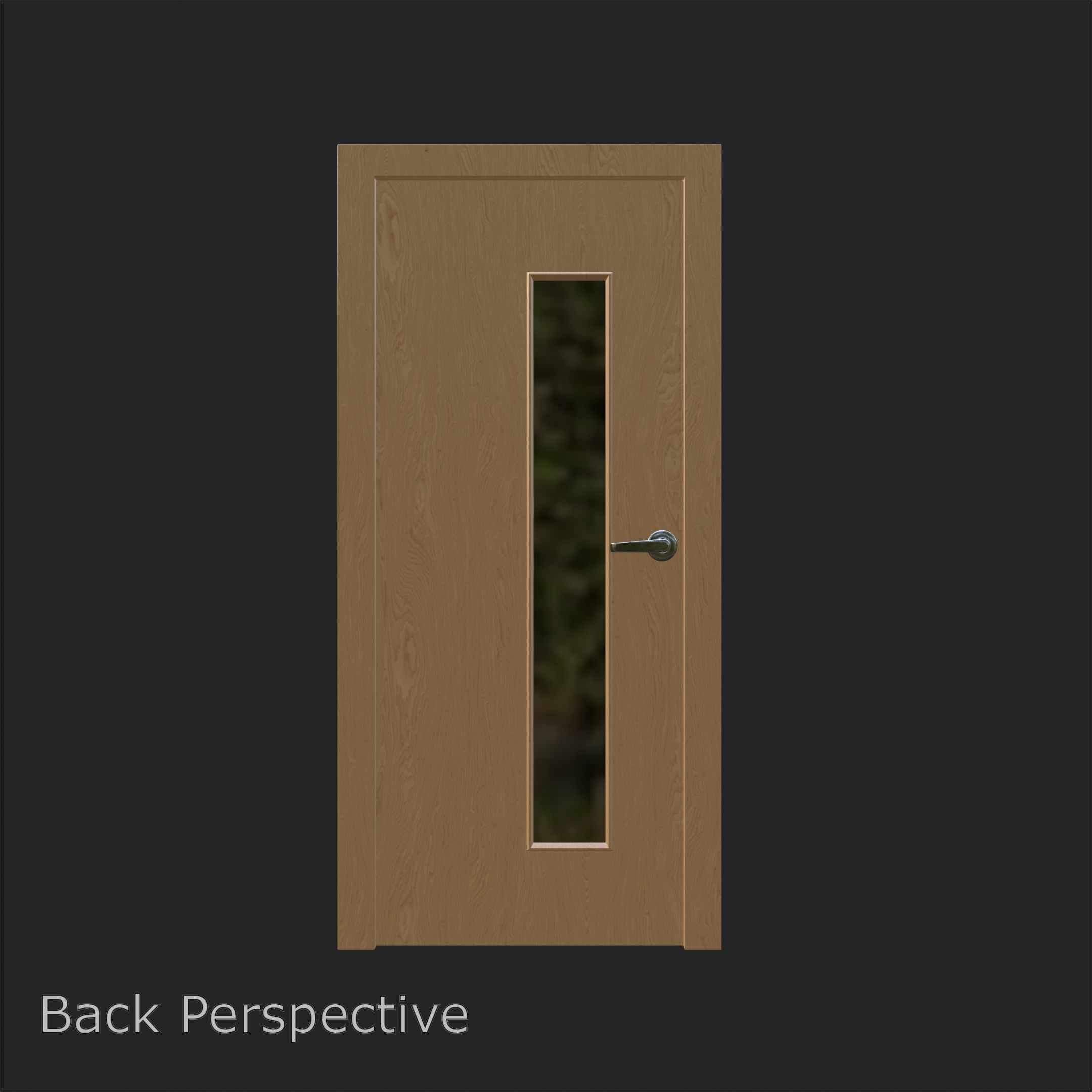 Vertical Glass Pane Wooden Door 3D model_3