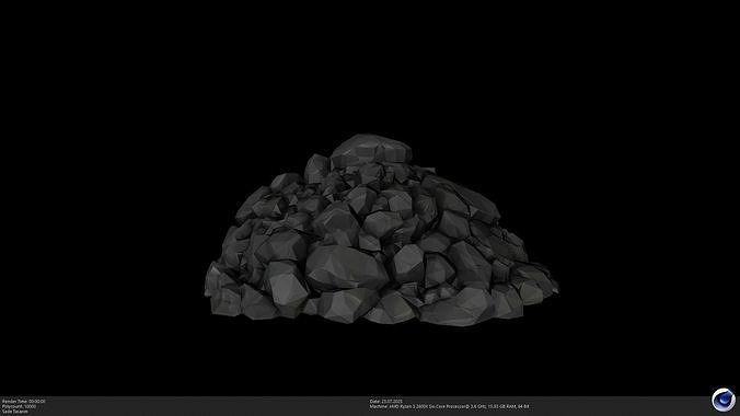 Stylized Coal Pile 3D Model - AI Low-poly 3D model