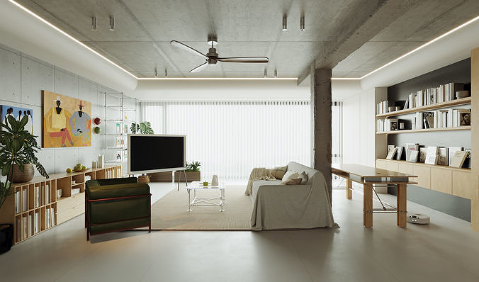 a living room Low-poly 3D model