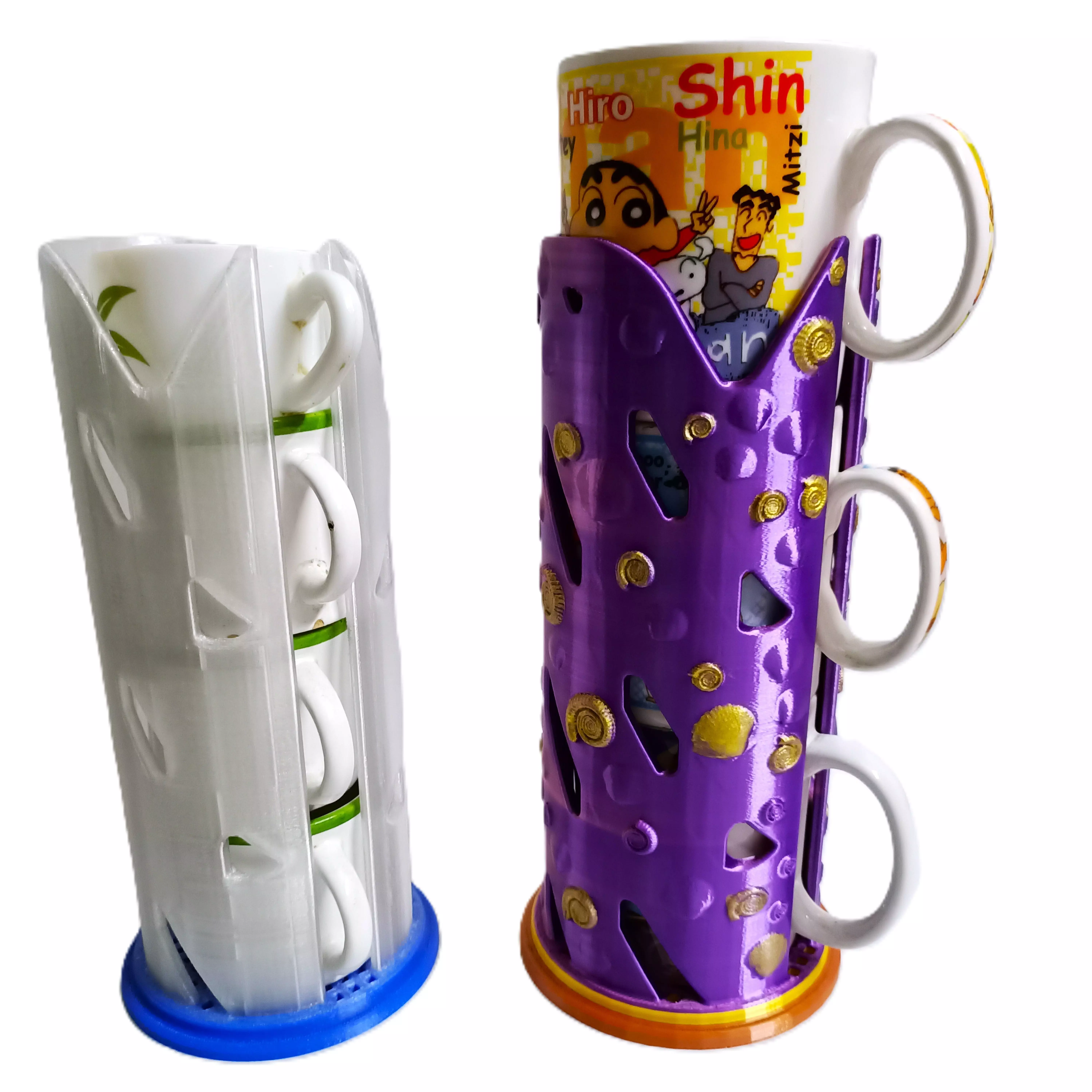 Coffee and Tea Cup or Mug Stacker Universal Fit 4 Elegant Models 3D print model_0