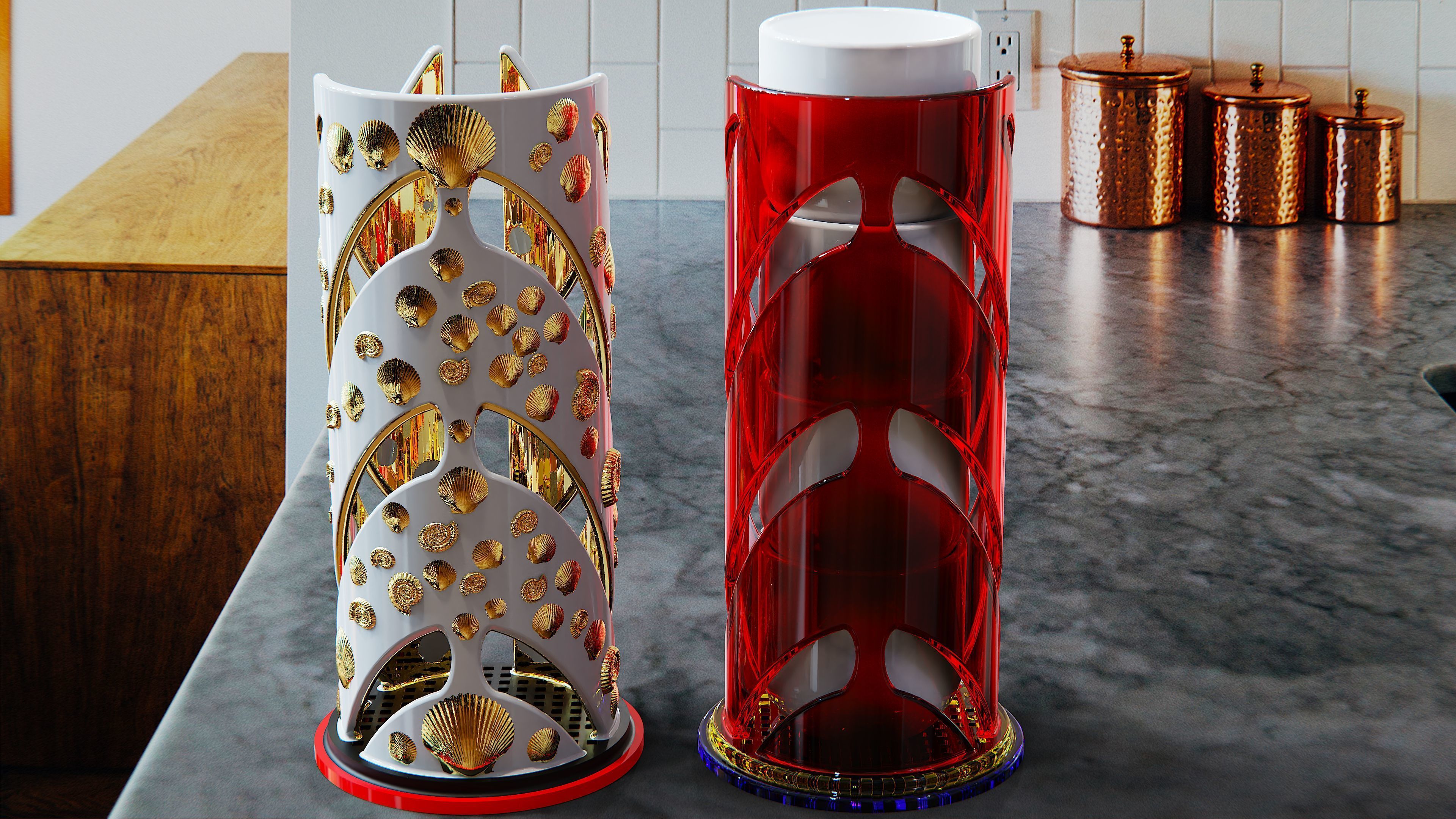 Coffee and Tea Cup or Mug Stacker Universal Fit 4 Elegant Models 3D print model_9