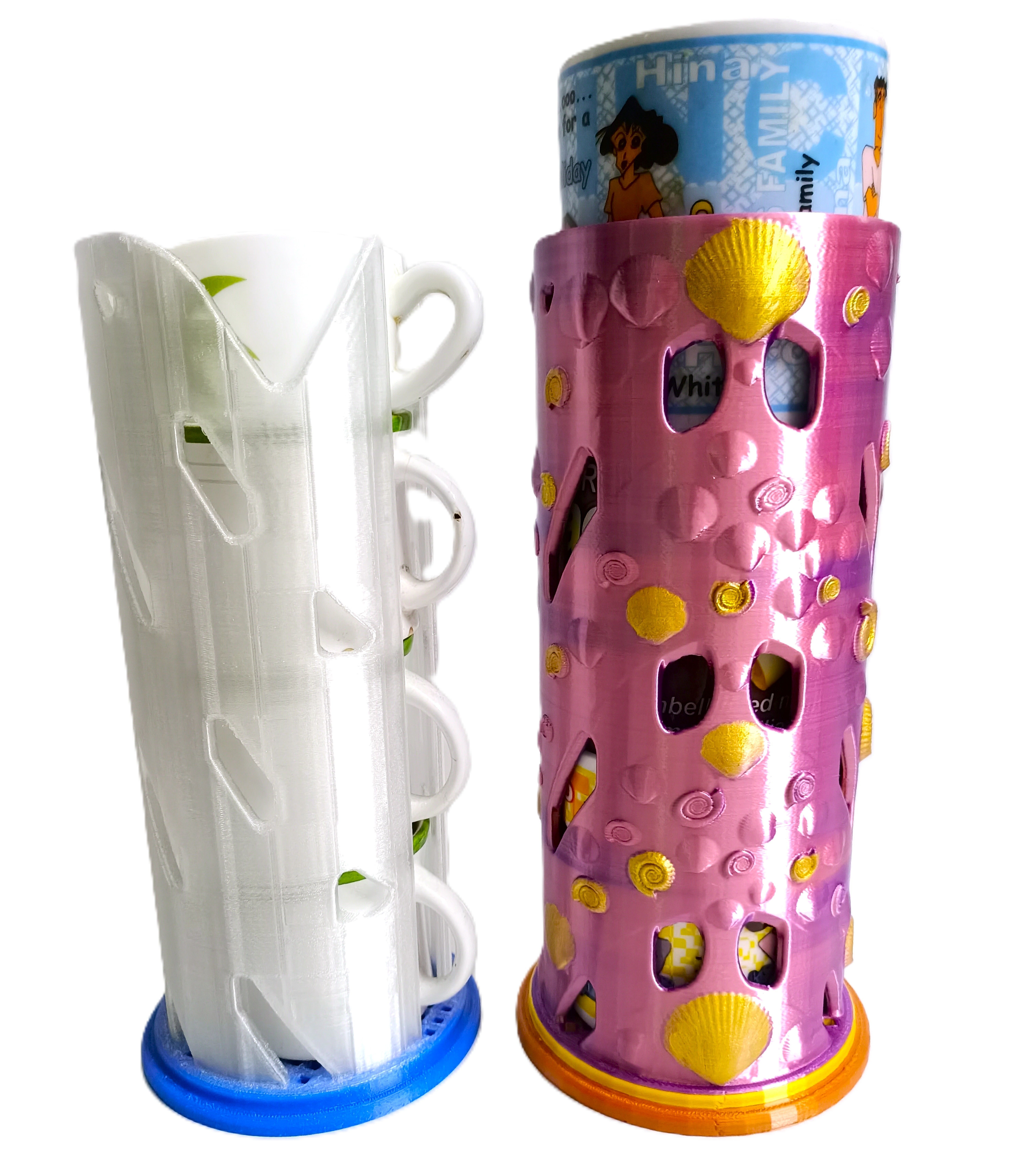 Coffee and Tea Cup or Mug Stacker Universal Fit 4 Elegant Models 3D print model_2