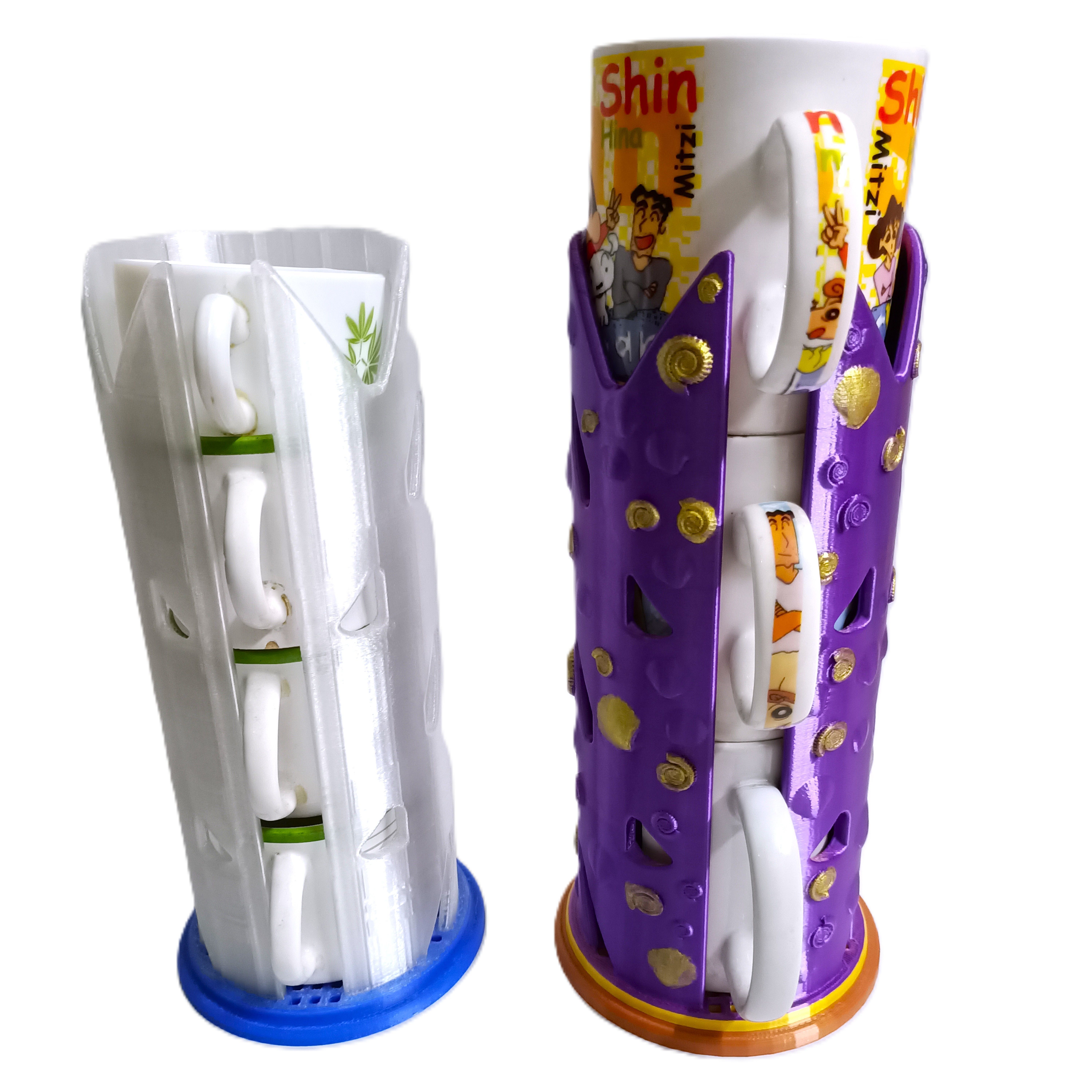 Coffee and Tea Cup or Mug Stacker Universal Fit 4 Elegant Models 3D print model_4