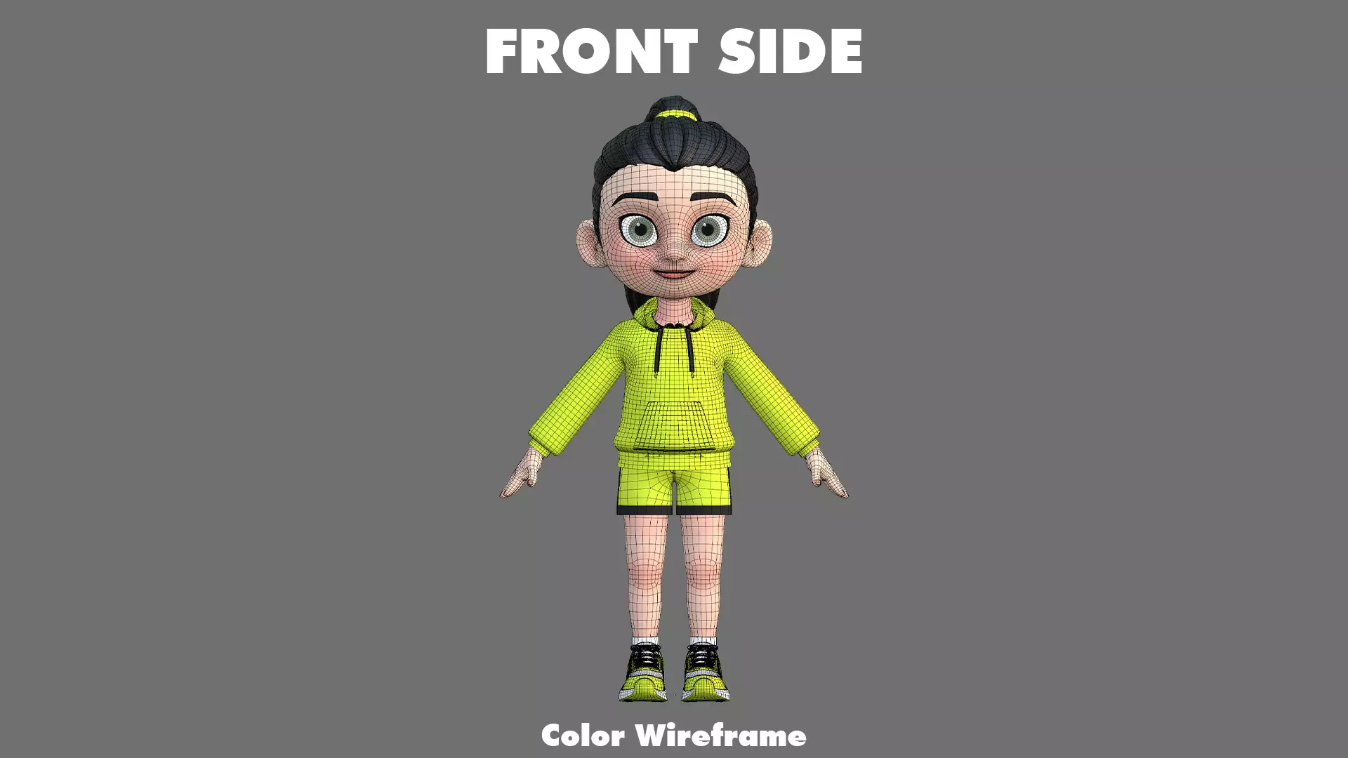 Cartoon Girl Character Low-poly 3D model_31