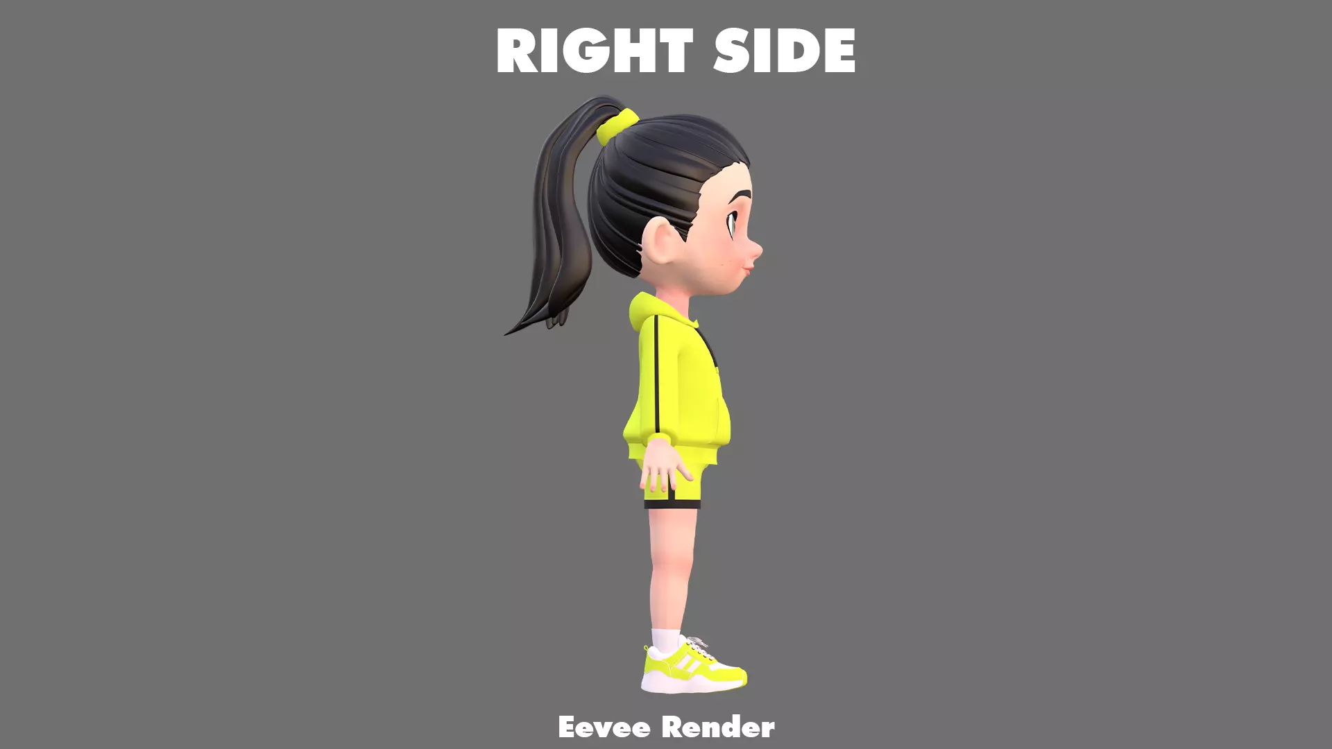 Cartoon Girl Character Low-poly 3D model_14