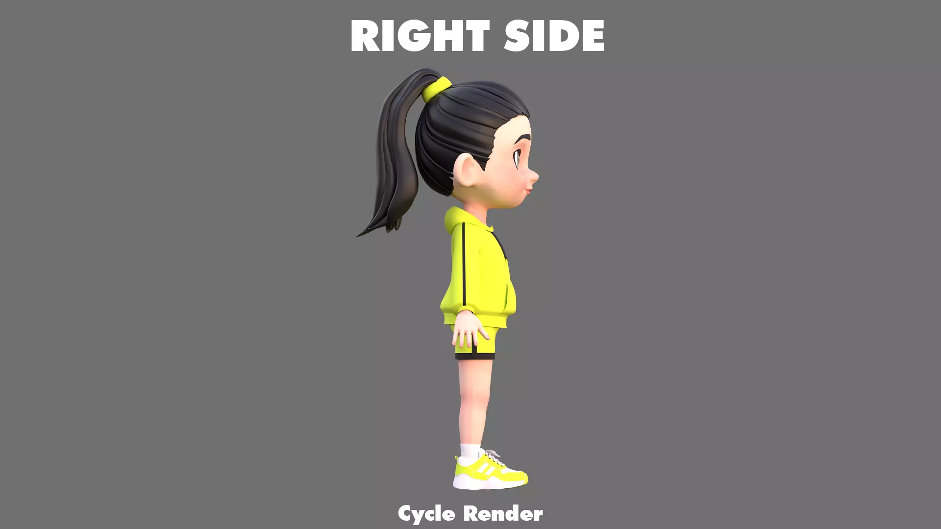 Cartoon Girl Character Low-poly 3D model_8
