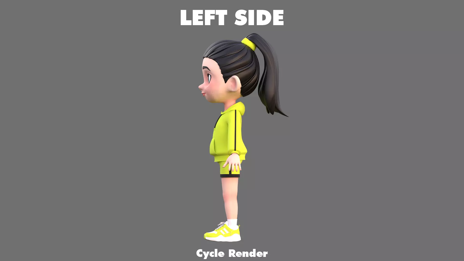 Cartoon Girl Character Low-poly 3D model_10