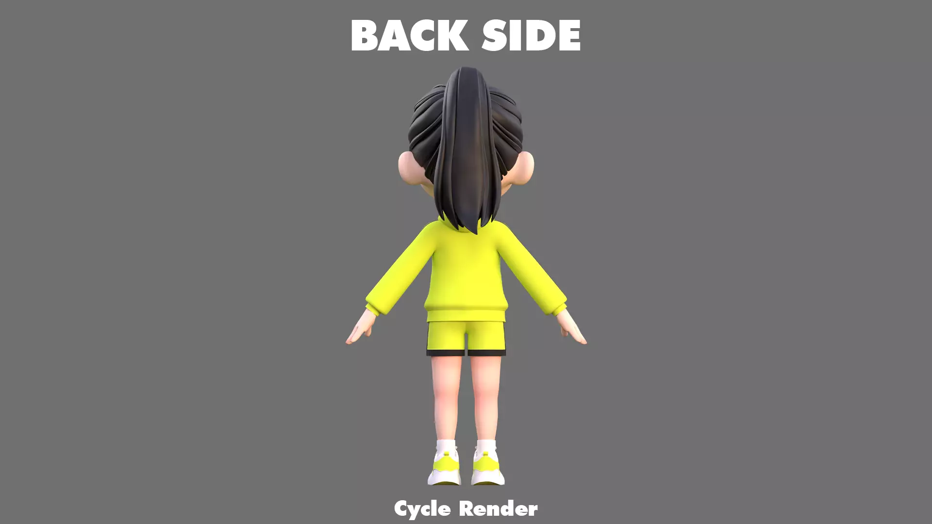 Cartoon Girl Character Low-poly 3D model_9