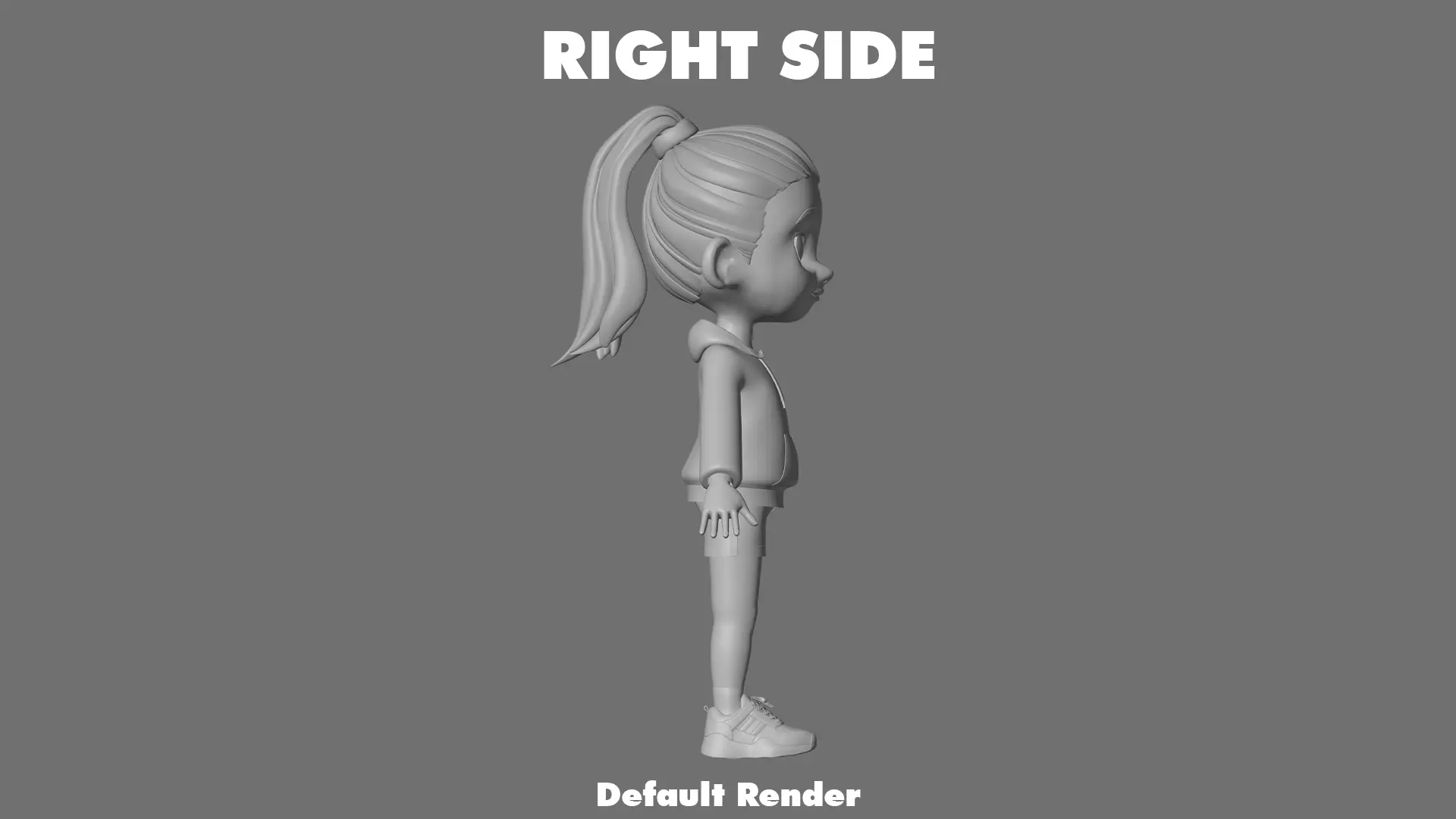 Cartoon Girl Character Low-poly 3D model_20