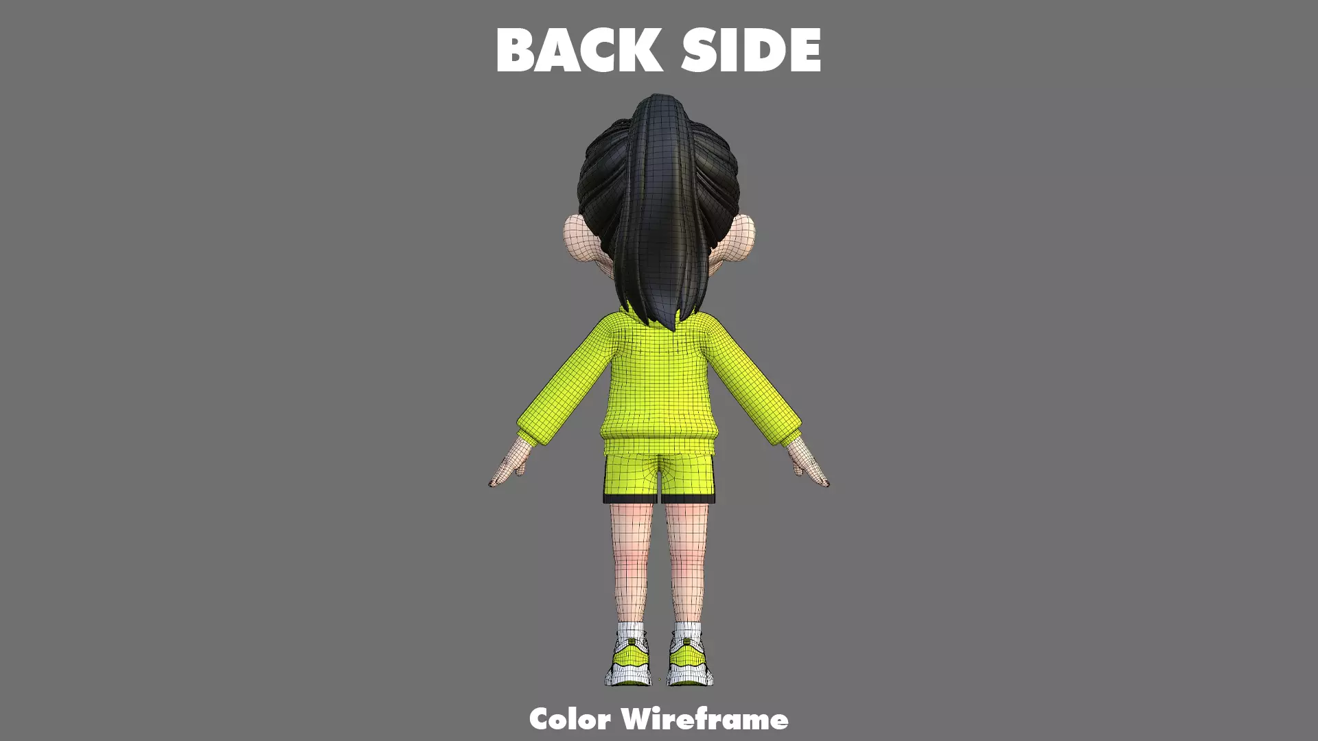 Cartoon Girl Character Low-poly 3D model_33