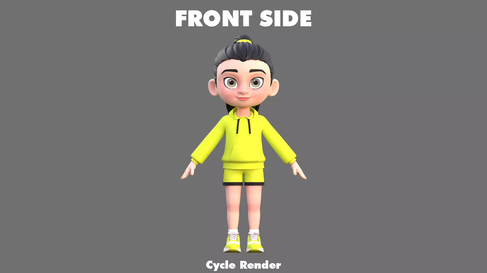 Cartoon Girl Character Low-poly 3D model_7