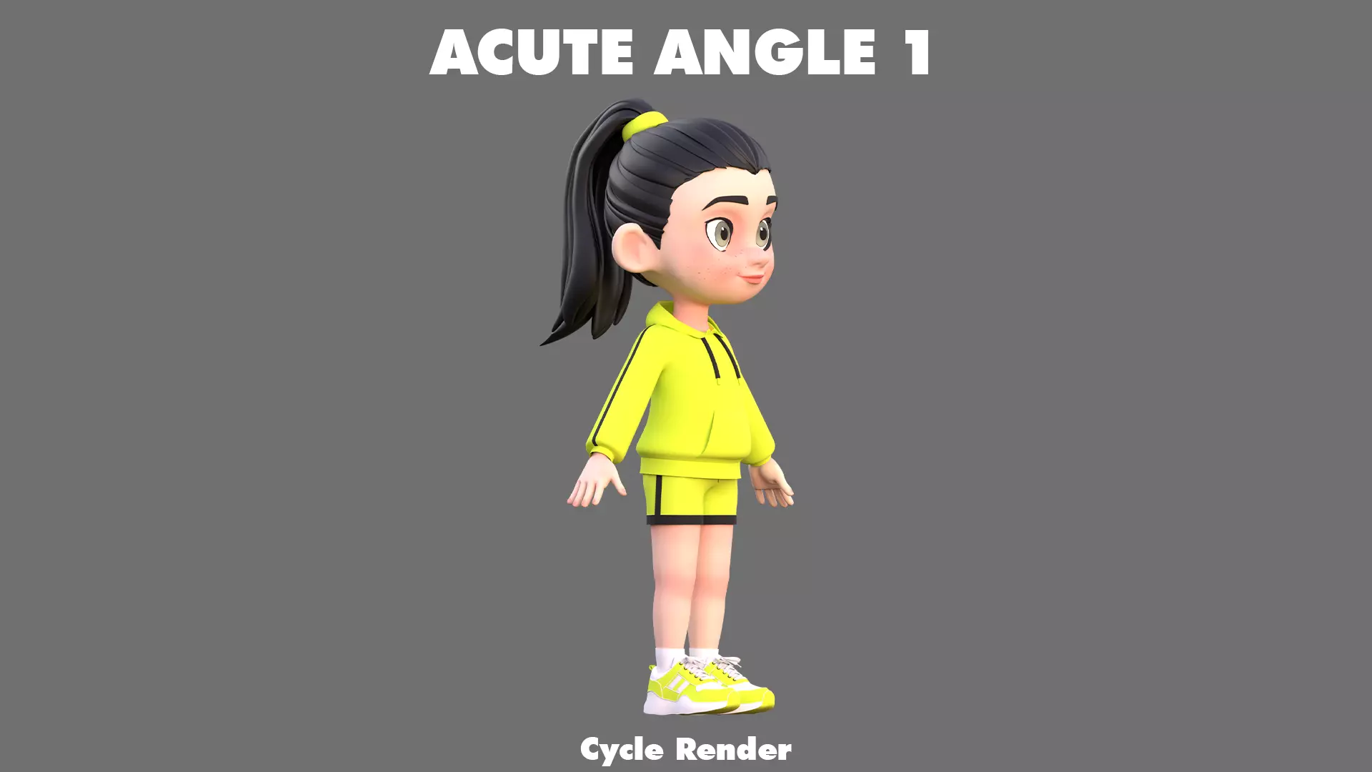 Cartoon Girl Character Low-poly 3D model_11