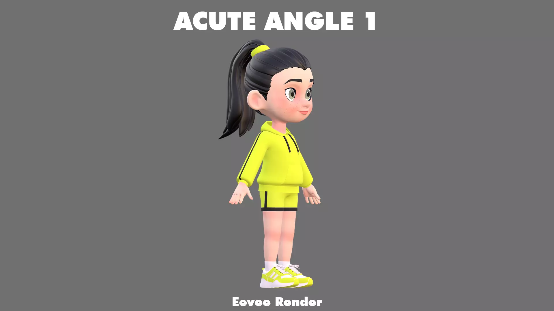 Cartoon Girl Character Low-poly 3D model_17