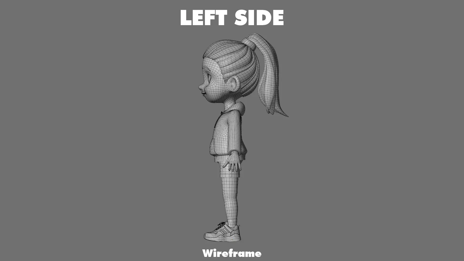 Cartoon Girl Character Low-poly 3D model_28
