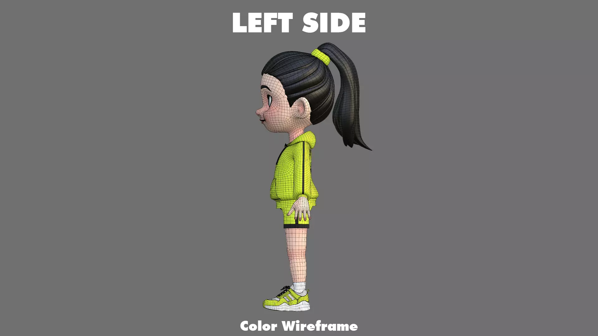 Cartoon Girl Character Low-poly 3D model_34