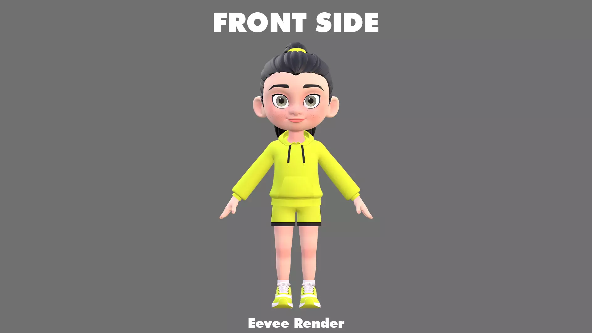 Cartoon Girl Character Low-poly 3D model_13