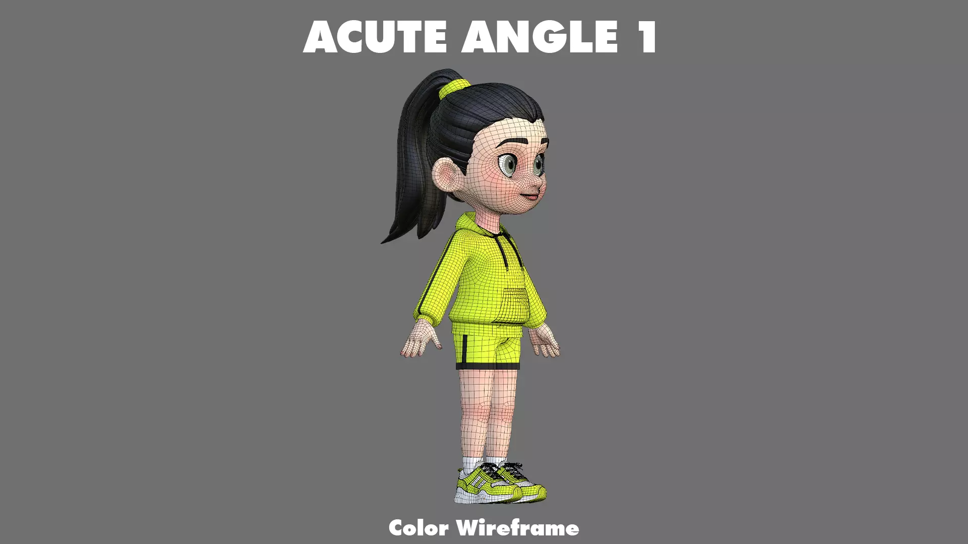 Cartoon Girl Character Low-poly 3D model_35
