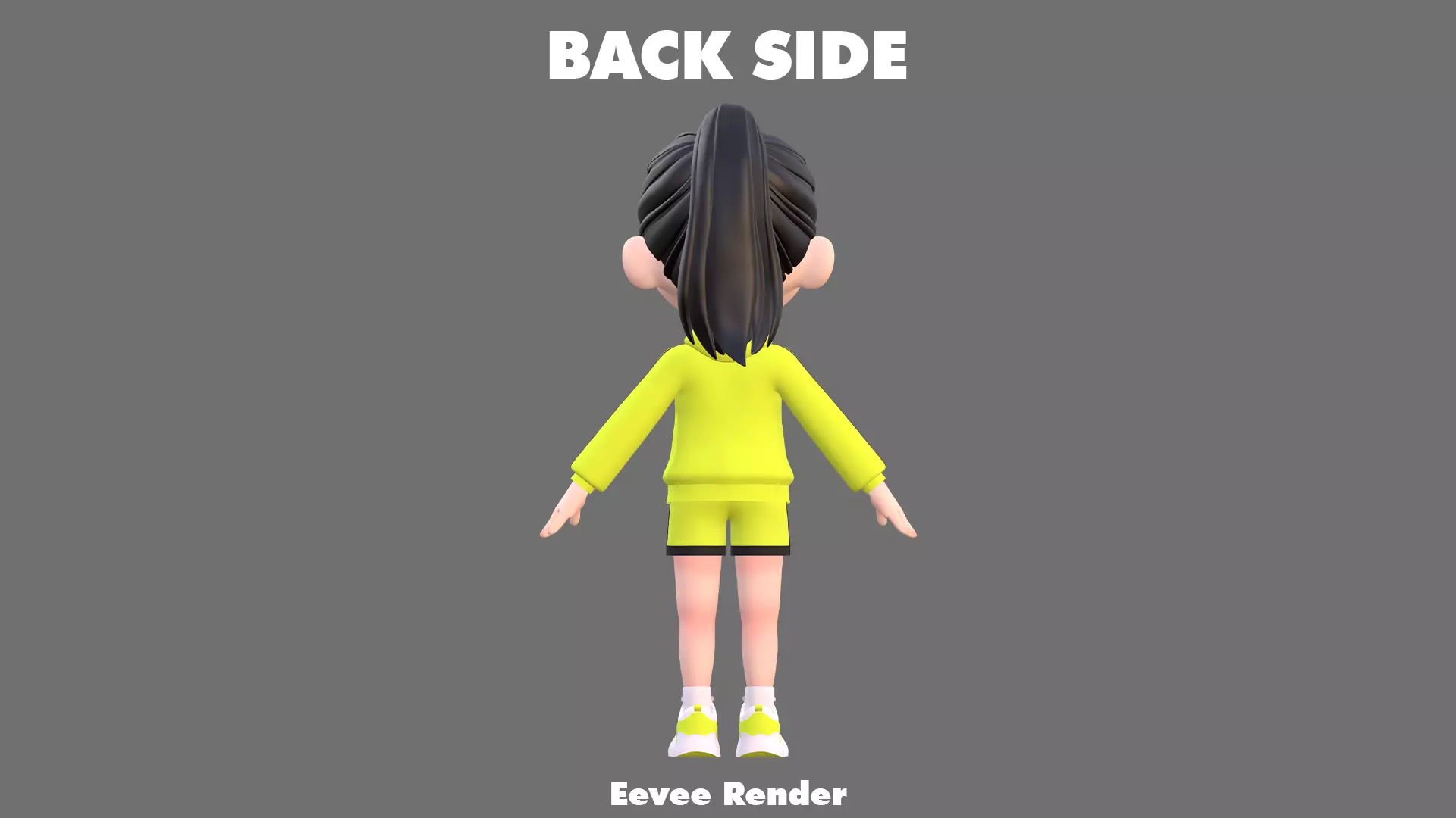 Cartoon Girl Character Low-poly 3D model_15