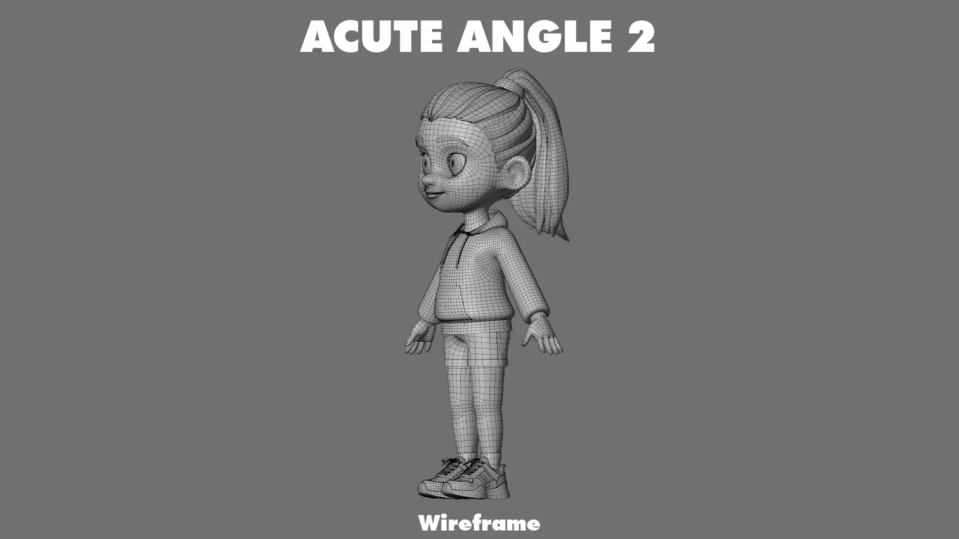 Cartoon Girl Character Low-poly 3D model_30