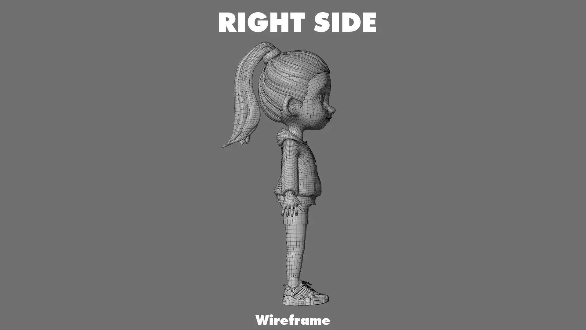 Cartoon Girl Character Low-poly 3D model_26