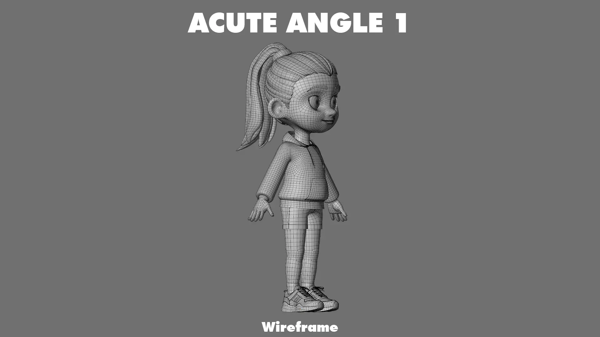 Cartoon Girl Character Low-poly 3D model_29