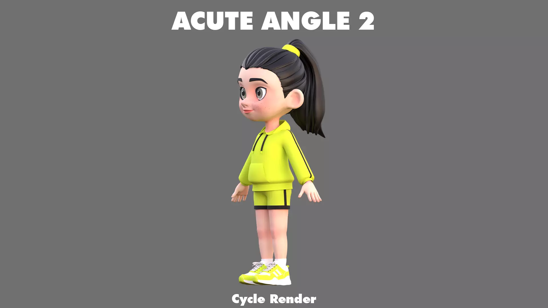Cartoon Girl Character Low-poly 3D model_12