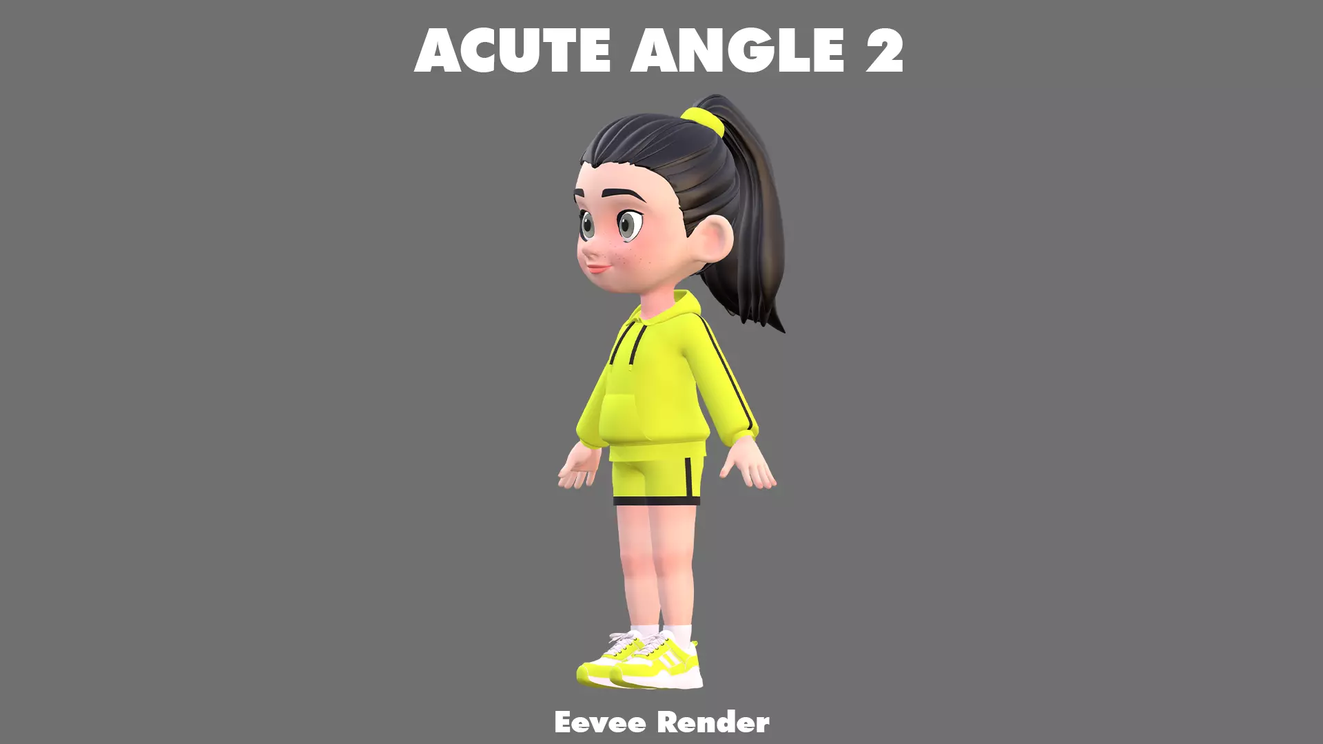 Cartoon Girl Character Low-poly 3D model_18