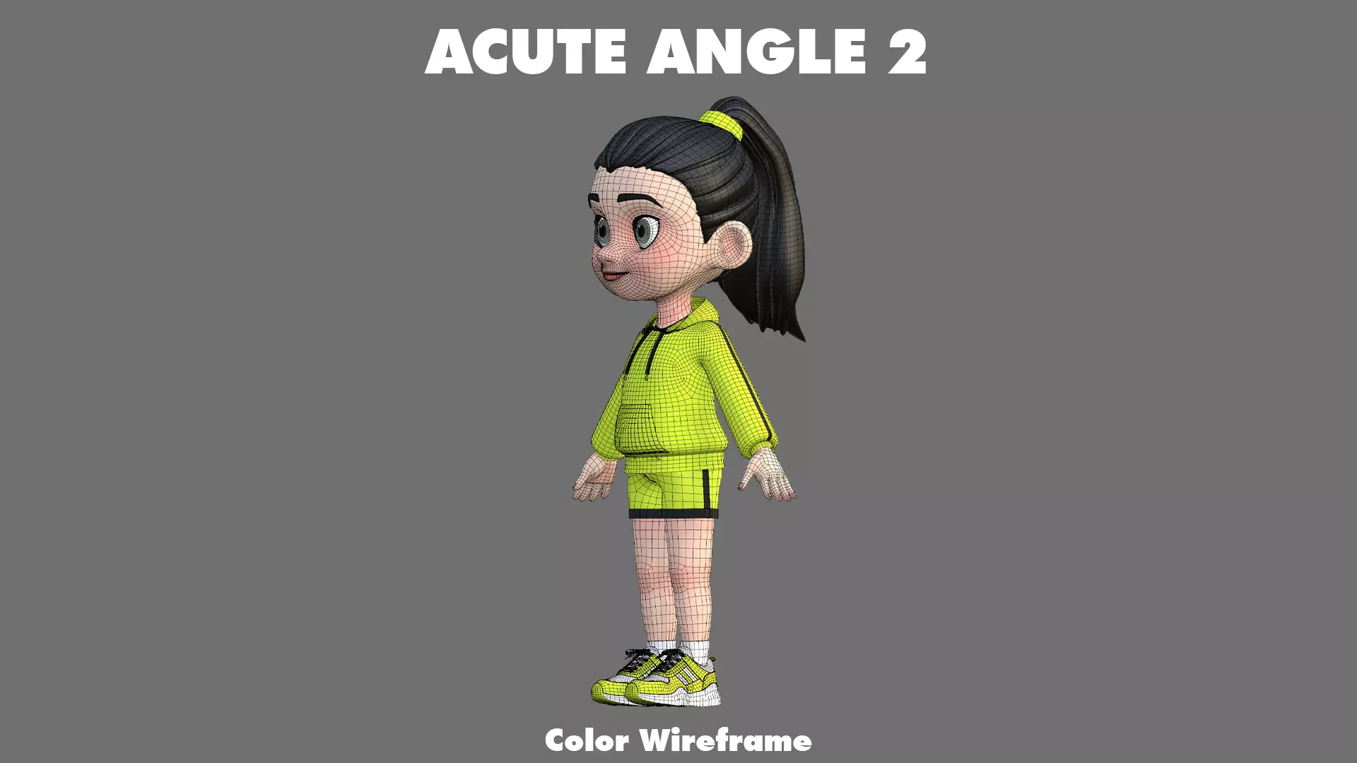 Cartoon Girl Character Low-poly 3D model_36