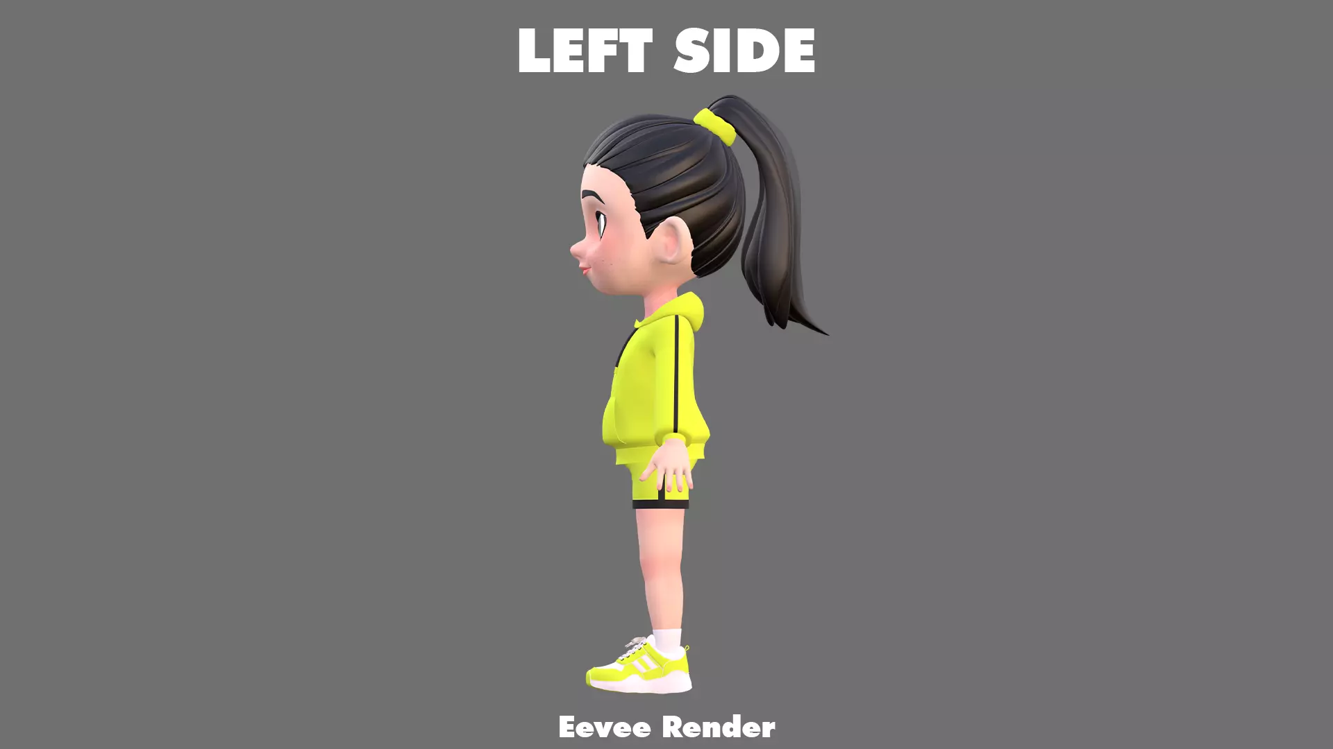 Cartoon Girl Character Low-poly 3D model_16