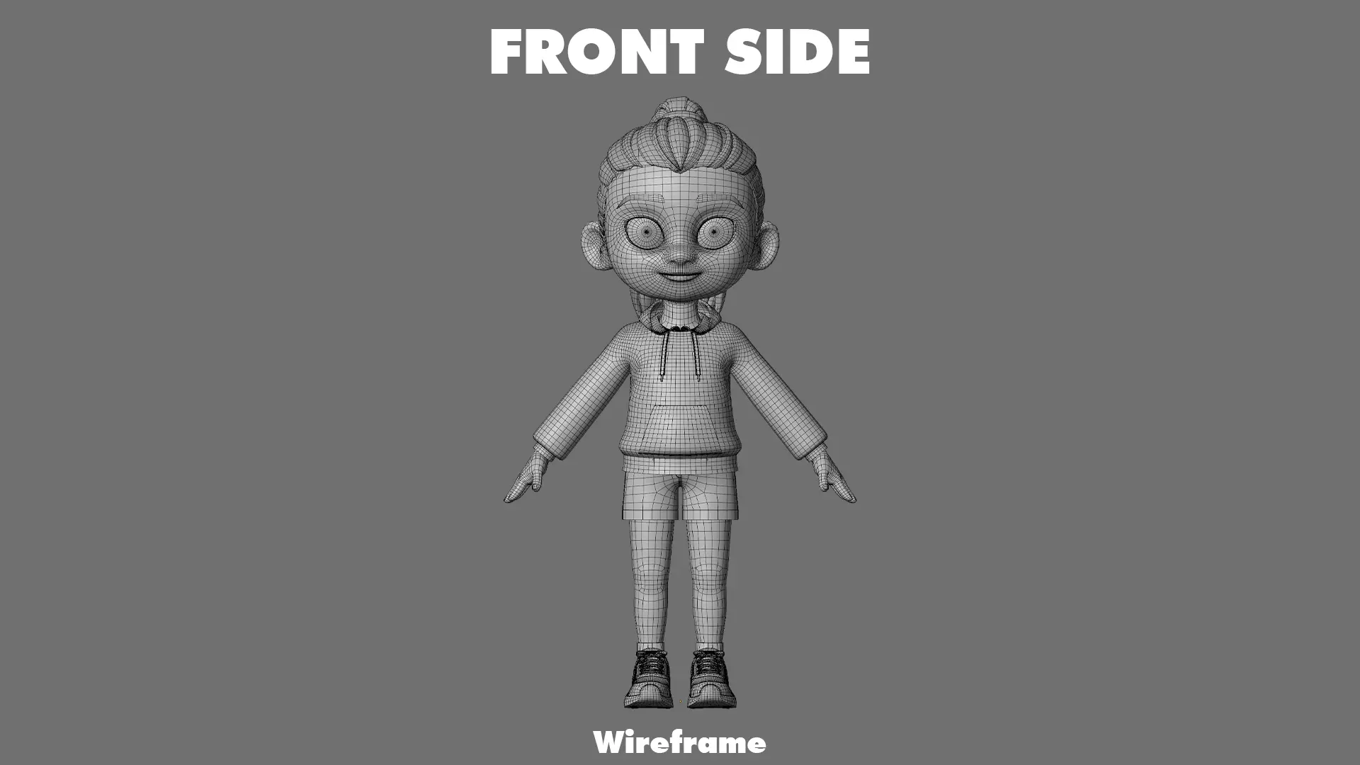 Cartoon Girl Character Low-poly 3D model_25